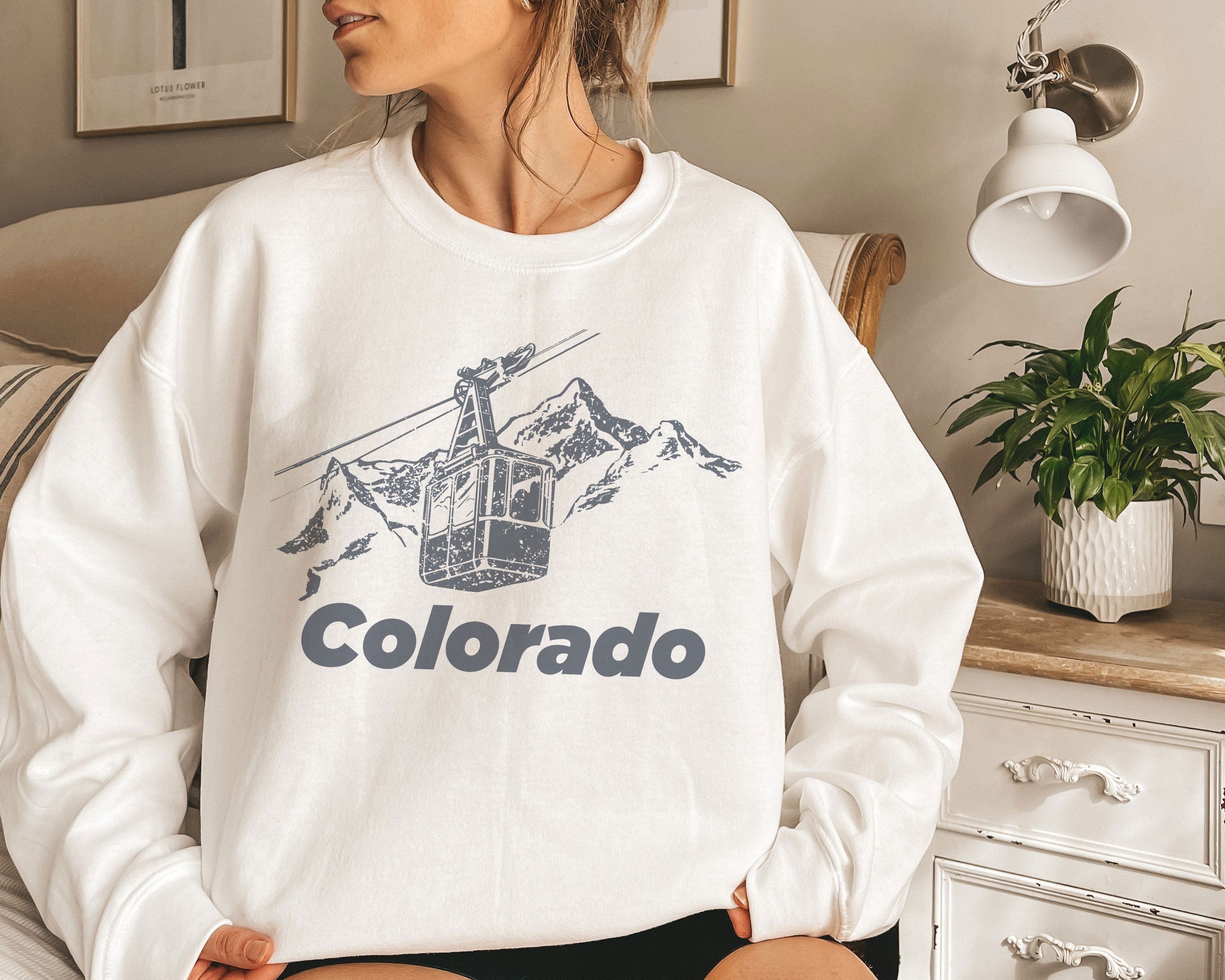 Colorado Sweatshirt Unisex Mountain Ski Lift Colorado Crewneck Sweatshirt Personalization Available Sweatshirt – Aesthetic Look · Trending Graphic Apparel