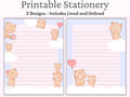 Kawaii Stationery Printable Set Bear Stationery Cute Stationery Printable Digital Note Paper Writing Paper Stationery Set Penpal Graphic Tee – Easygoing Wear · High-Quality Print