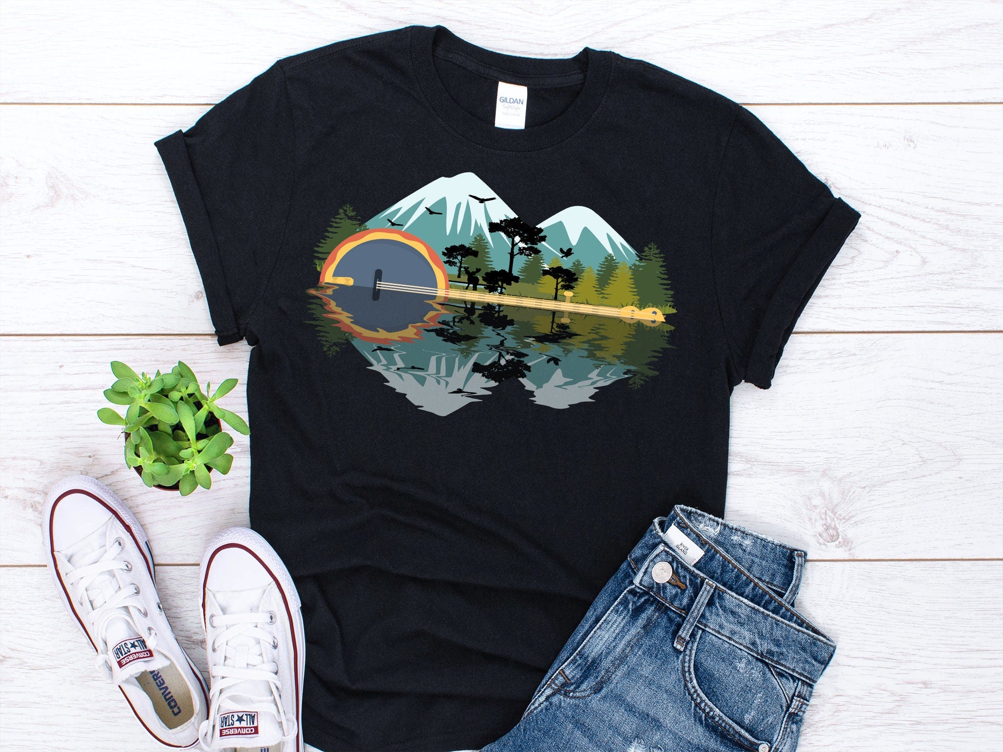 Banjo Nature Shirt Banjo Shirt Banjo Gift Banjo Player Shirt Shirt For Banjo Lover Country Folk Shirt Traditional Music Shirt Music Graphic Tee – Warm & Stylish · Great Gift For Fans