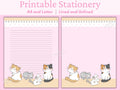 Cat Stationery Printable Kawaii Stationery Printable Printable Kawaii Letter Paper Cute Kids Stationary Kitten Cat Stationary Paper Graphic Tee – Bold Style · Great Gift For Fans