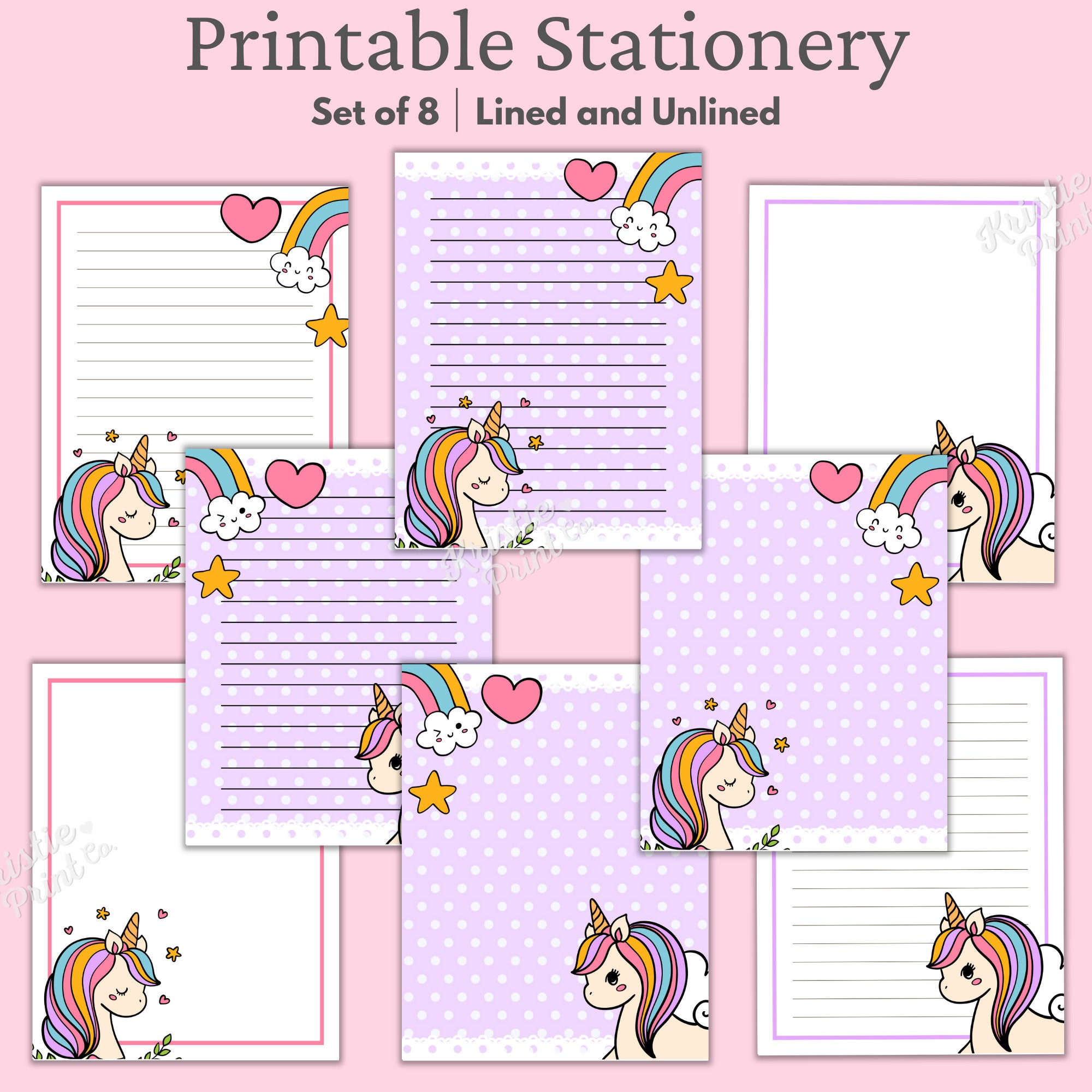Kawaii Stationery Printable Unicorn Stationery Printable Kawaii Letter Paper Cute Kids Stationary Letter Writing Paper Journal Pages Graphic Tee – Cozy Vibes · Top Pick For Any Outfit