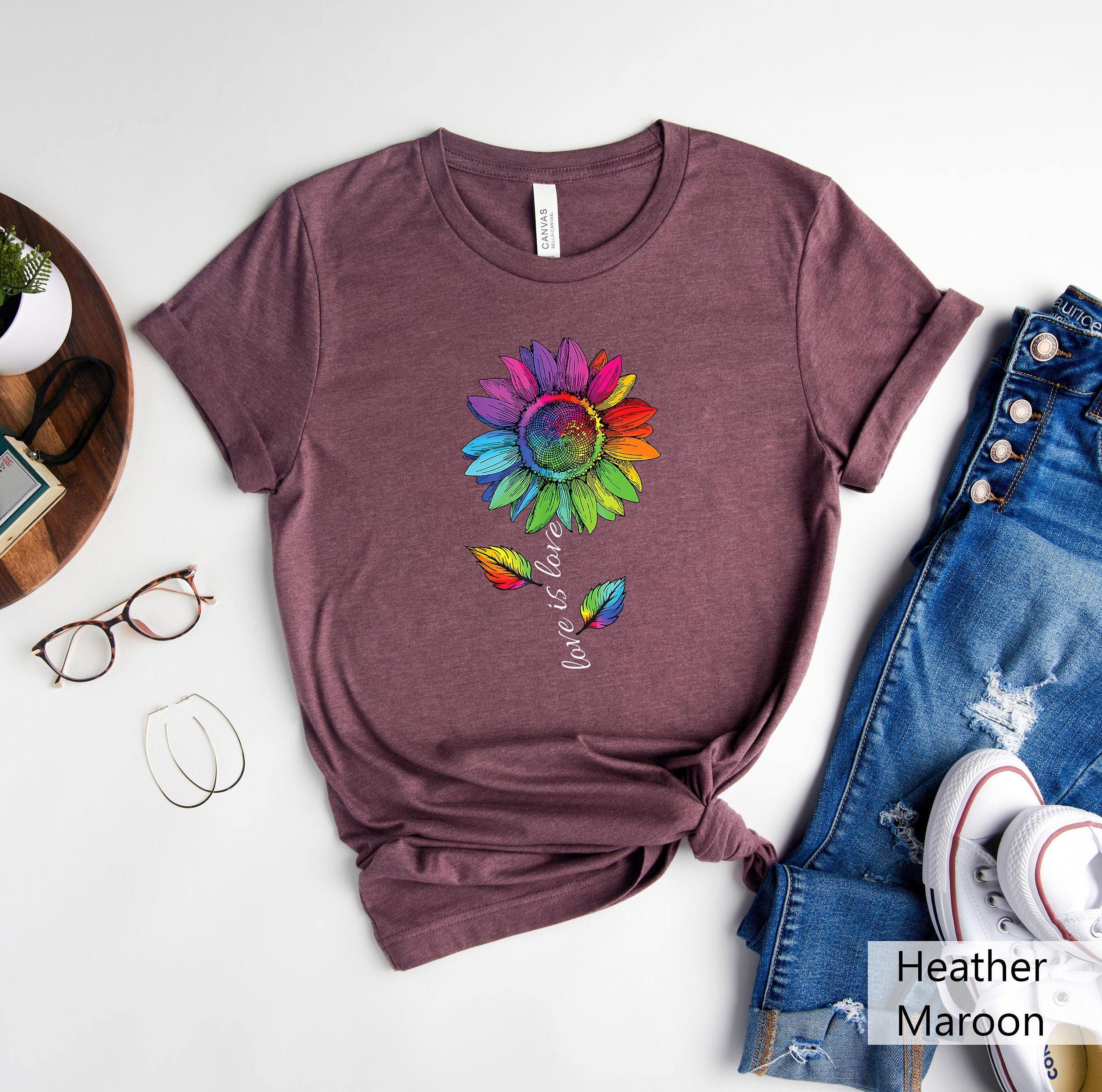 Love Is Love Shirt Rainbow Sunflower Shirt Never Stop Loving Shirt Protest Shirt LGBTQ Shirt Activist Shirt Equality ShirtPride Tee Graphic Tee – Fan Favorite · Must-Have Style