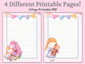 Little Girl Stationery Unicorn Stationery Pastel Stationery Digital Note Paper Stationery for Kids Download Writing Penpal Letters Graphic Tee – Bold Style · High-Quality Print