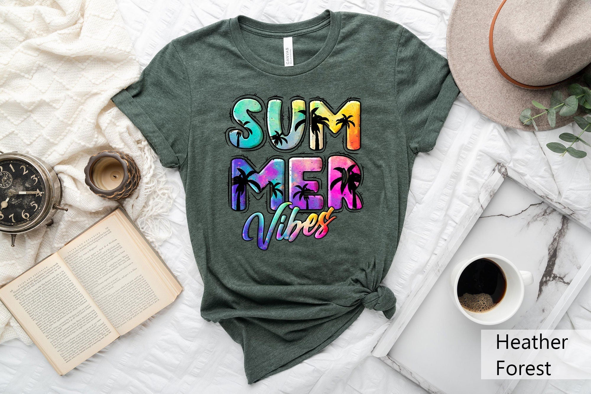 Summer Vibes Shirt Rainbow Summer Shirt Palm Shirt Travel Shirt Beach Summer Shirt Summer Season Shirt Vacation Shirt Summer Tee Graphic Tee – Feel-Good Design · High-Quality Print