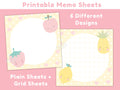 Printable Memo Pad Fruit Memo Sheets Cute Printable Notepad Kawaii Stationery Printable Cute Stationery Printables Instant Download Graphic Tee – Fan Favorite · Great Gift For Fans