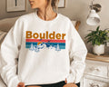 Boulder Colorado Sweatshirt Mountain Sunset Unisex Crewneck Boulder Sweatshirt Personalization Available Sweatshirt – Aesthetic Look · High-Quality Print