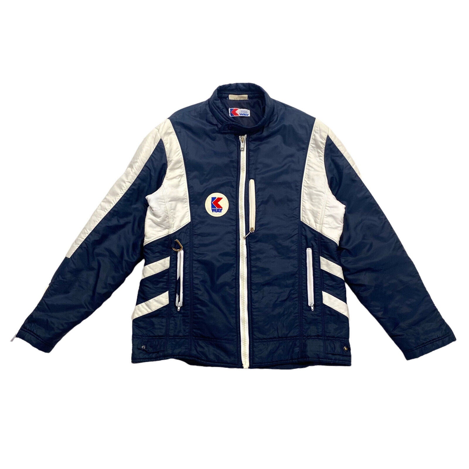 K Way Quilted Winter Coat Jacket Vintage Designer Ski Wear Navy White VTG Graphic Tee – Everyday Comfort · Top Pick For Any Outfit