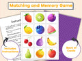 Fruit Matching Game Printable Matching Card Game Memory Game Educational Activities Kids Activity Homeschool Early Learning Games Graphic Tee – Easygoing Wear · Top Pick For Any Outfit