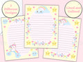 Little Girl Stationery Lined Stationery for Kids Primary Lines Printable Unicorn Stationery Printable Kawaii Letter Paper Pen Pal Graphic Tee – Easygoing Wear · Top Pick For Any Outfit