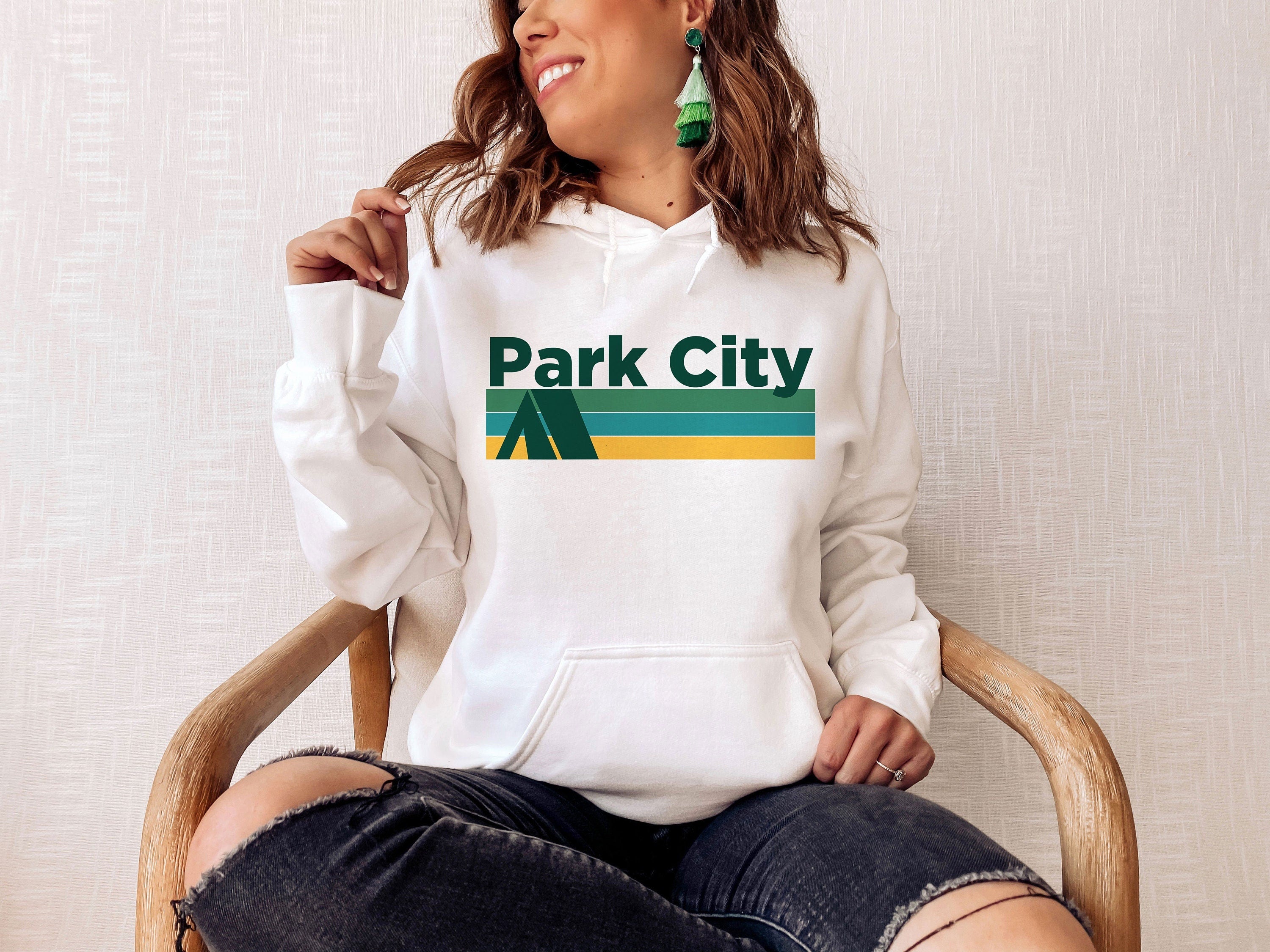 Park City Utah Hoodie Retro Camping Adult Unisex Park City Sweatshirt Personalization Available Hoodie – Soft Feel · Perfect For Daily Wear