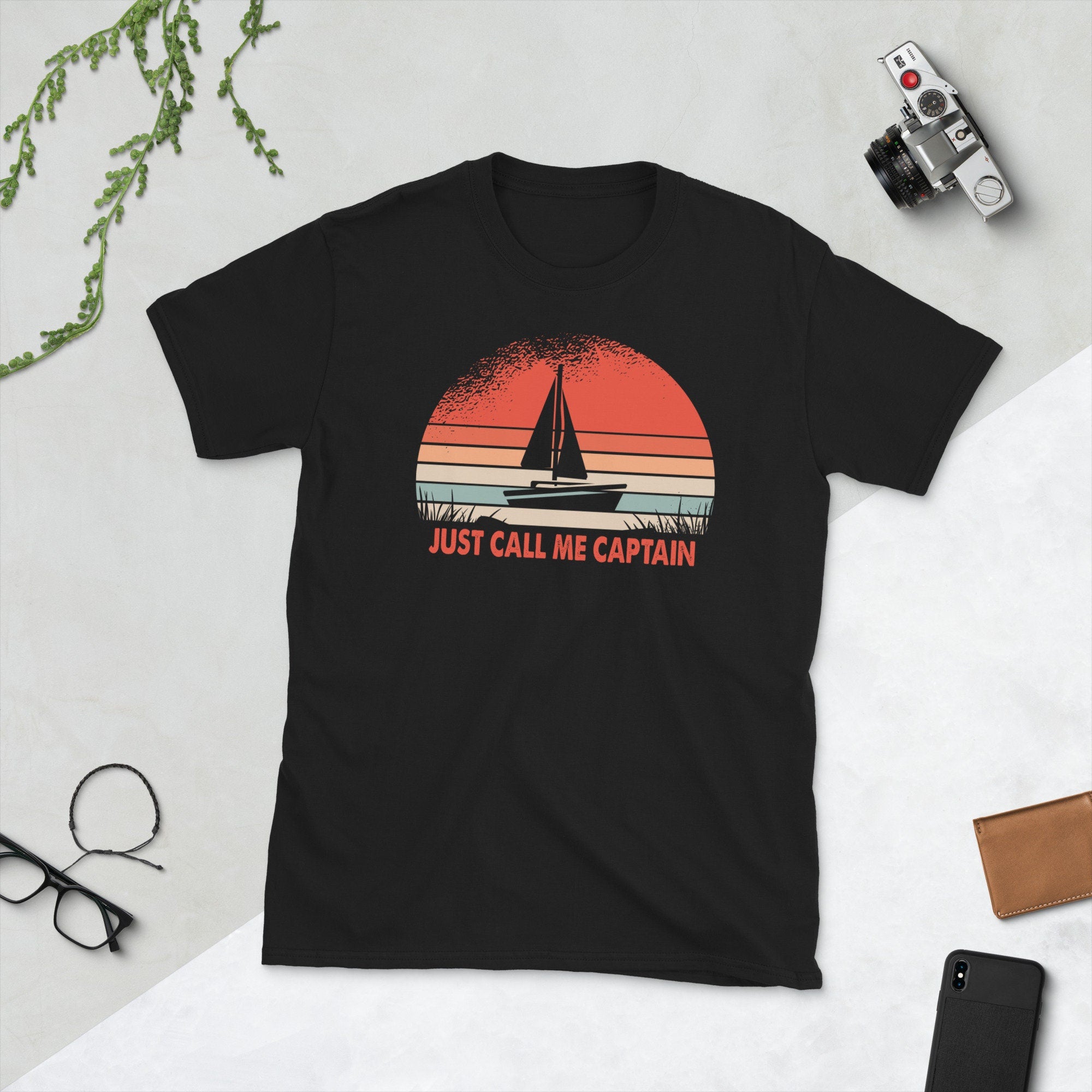 Sailing Shirt Retro Sunset Captain Tshirt Sailing Boat Just Call Me Captain Sailor Gift Graphic Tee – Bold Style · High-Quality Print