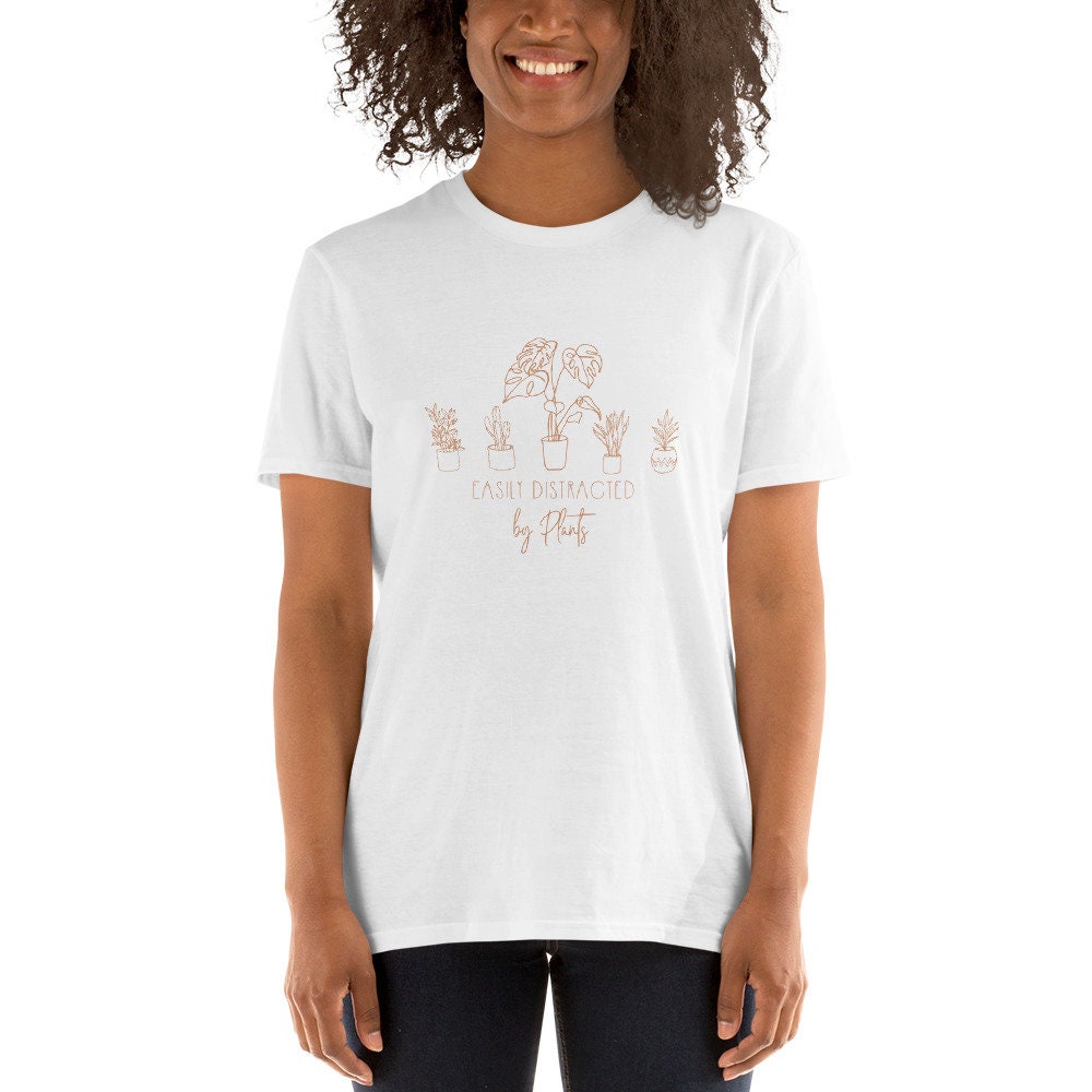 Monstera Flower Tshirt Easily Distracted by Plants Shirt Plant Lover Gift Graphic Tee – Aesthetic Look · Top Pick For Any Outfit