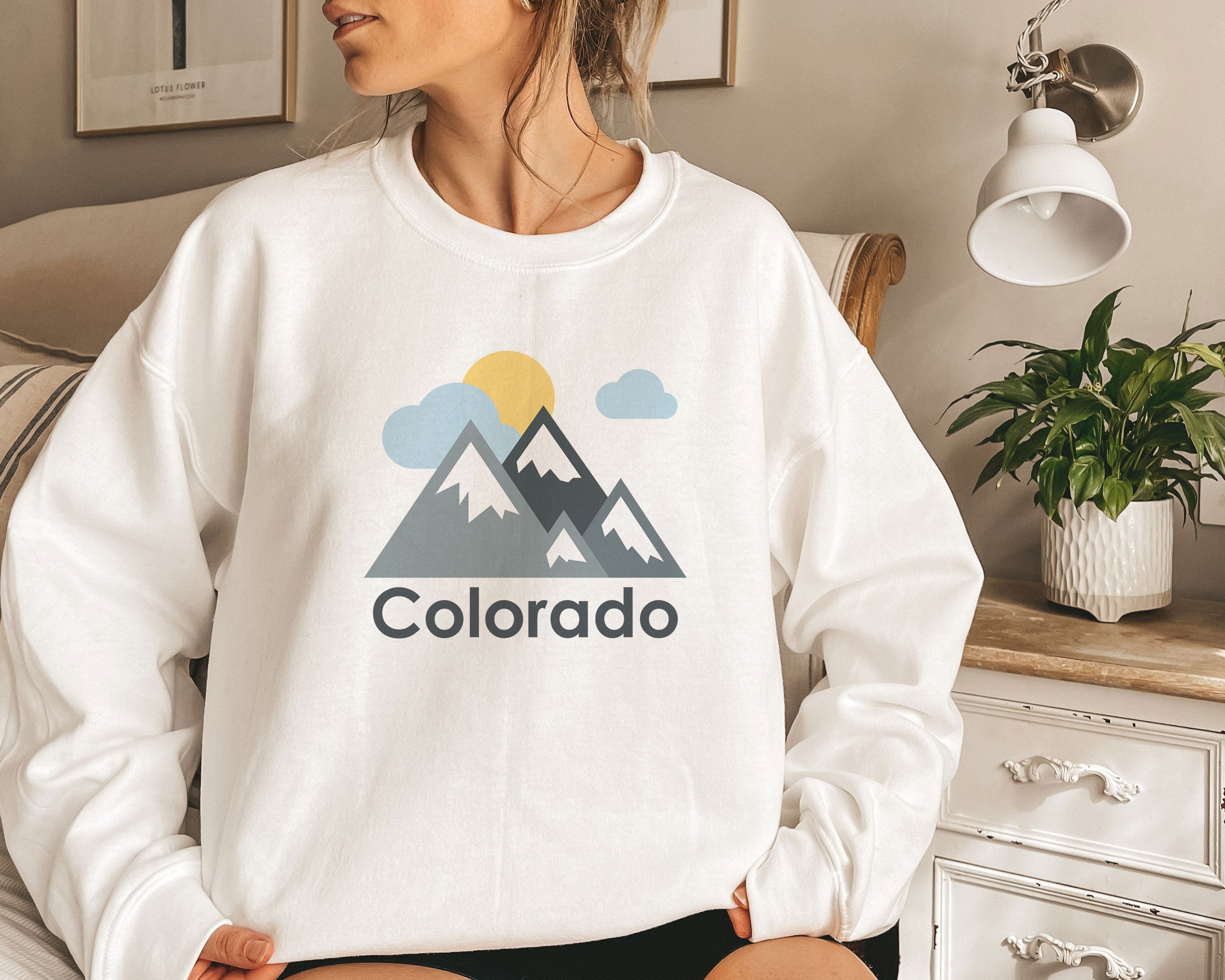 Colorado Sweatshirt Adult Unisex Mountains Clouds Crewneck Colorado Sweatshirt Personalization Available Sweatshirt – Soft Feel · High-Quality Print