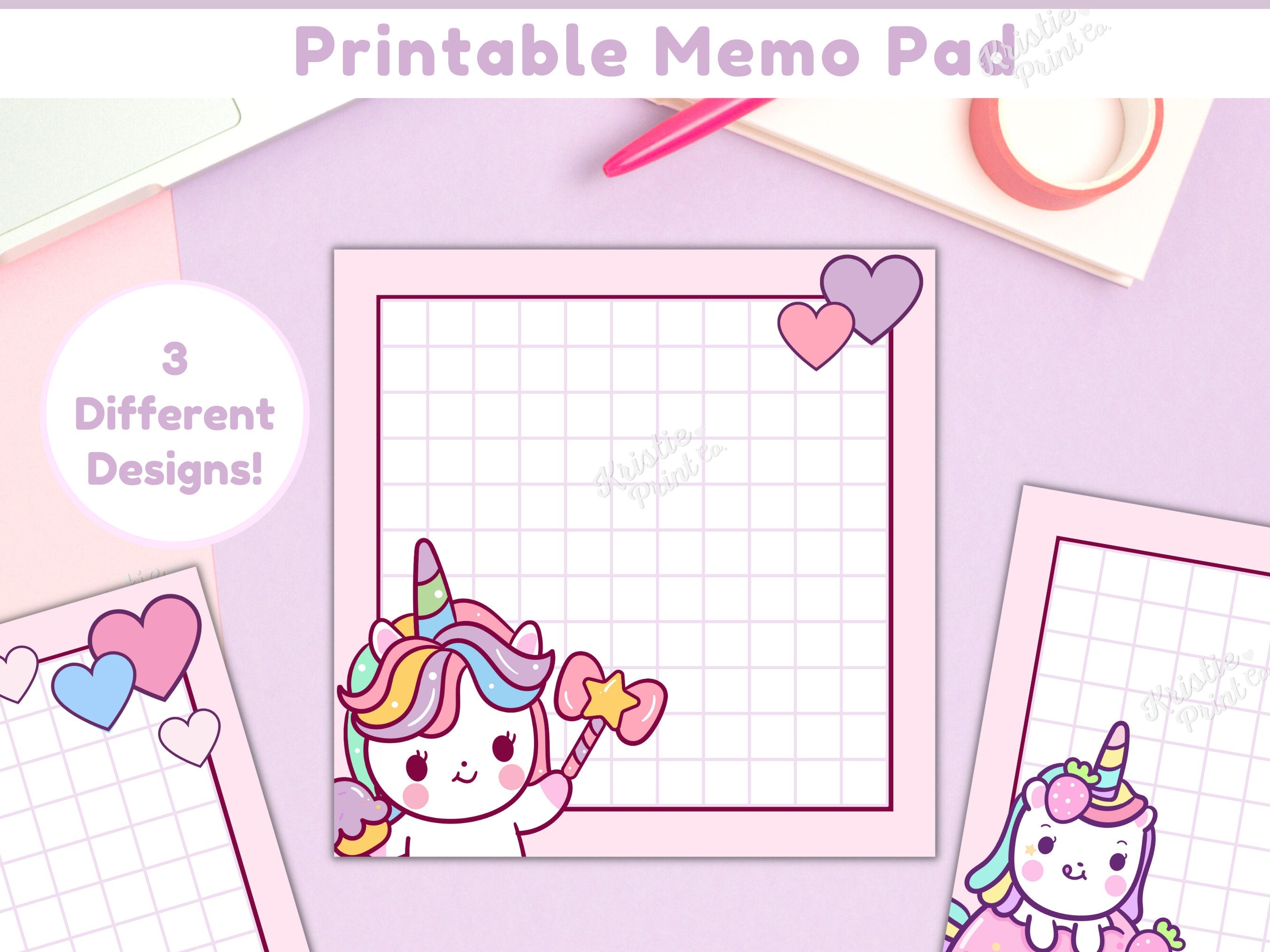Printable Memo Pad Kawaii Stationary Unicorn Memo Pad Kawaii Memo Sheets Cute Printable Notepad Cute Stationery Printables Template Graphic Tee – Everyday Comfort · Top Pick For Any Outfit