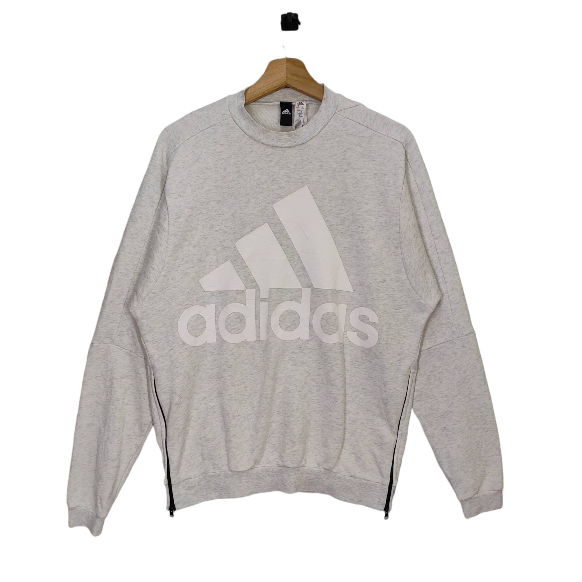 Y2K Adidas Sweatshirt Small Vintage Adidas 3 Stripes Sweater Jumper Pullover Crewneck Big Logo White Mens Size S Sweatshirt – Fan Favorite · Top Pick For Any Outfit