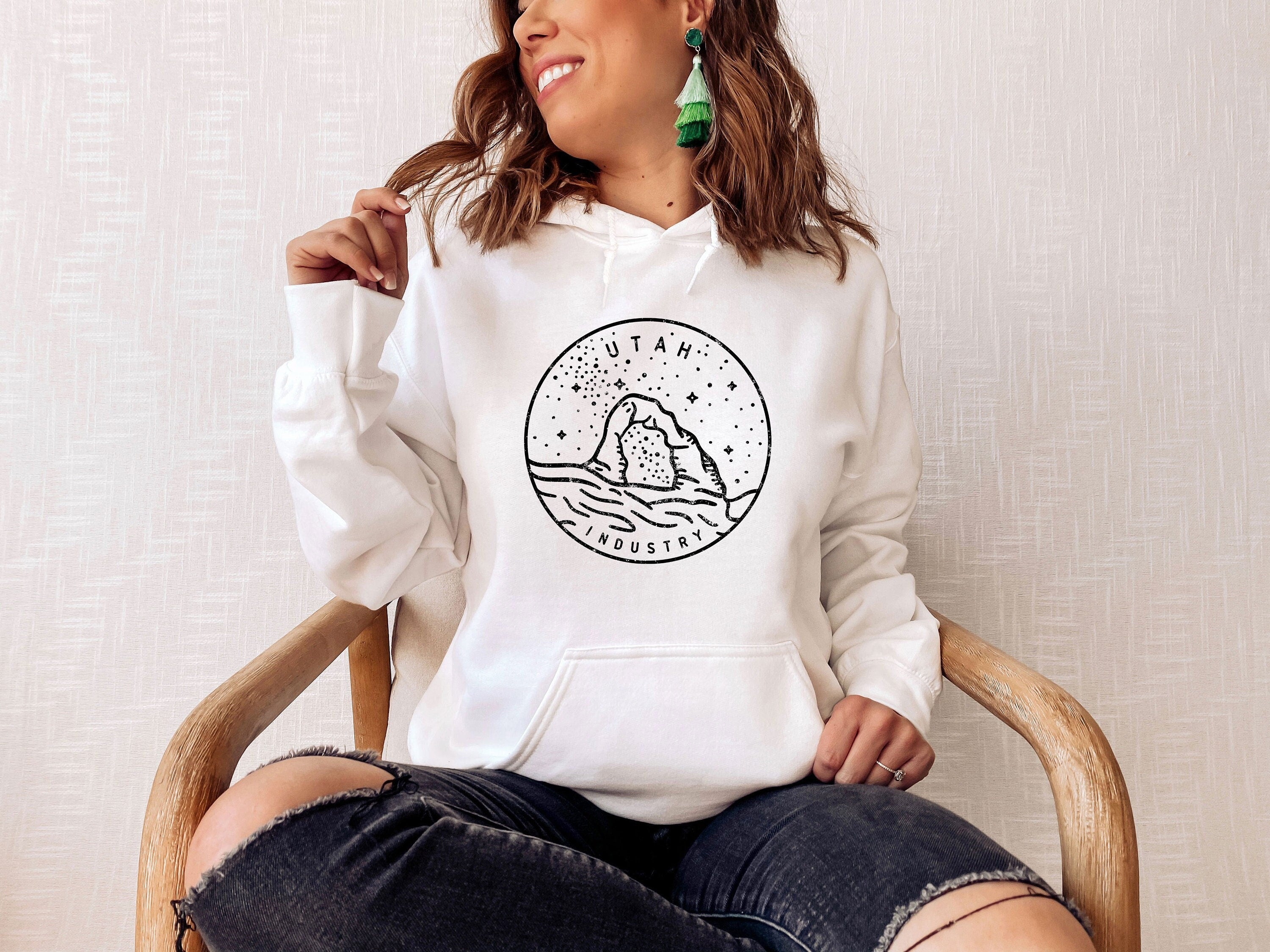 Utah Hoodie Distressed State Design Adult Unisex Distressed Utah Sweatshirt Personalization Available Hoodie – Fan Favorite · Trending Graphic Apparel