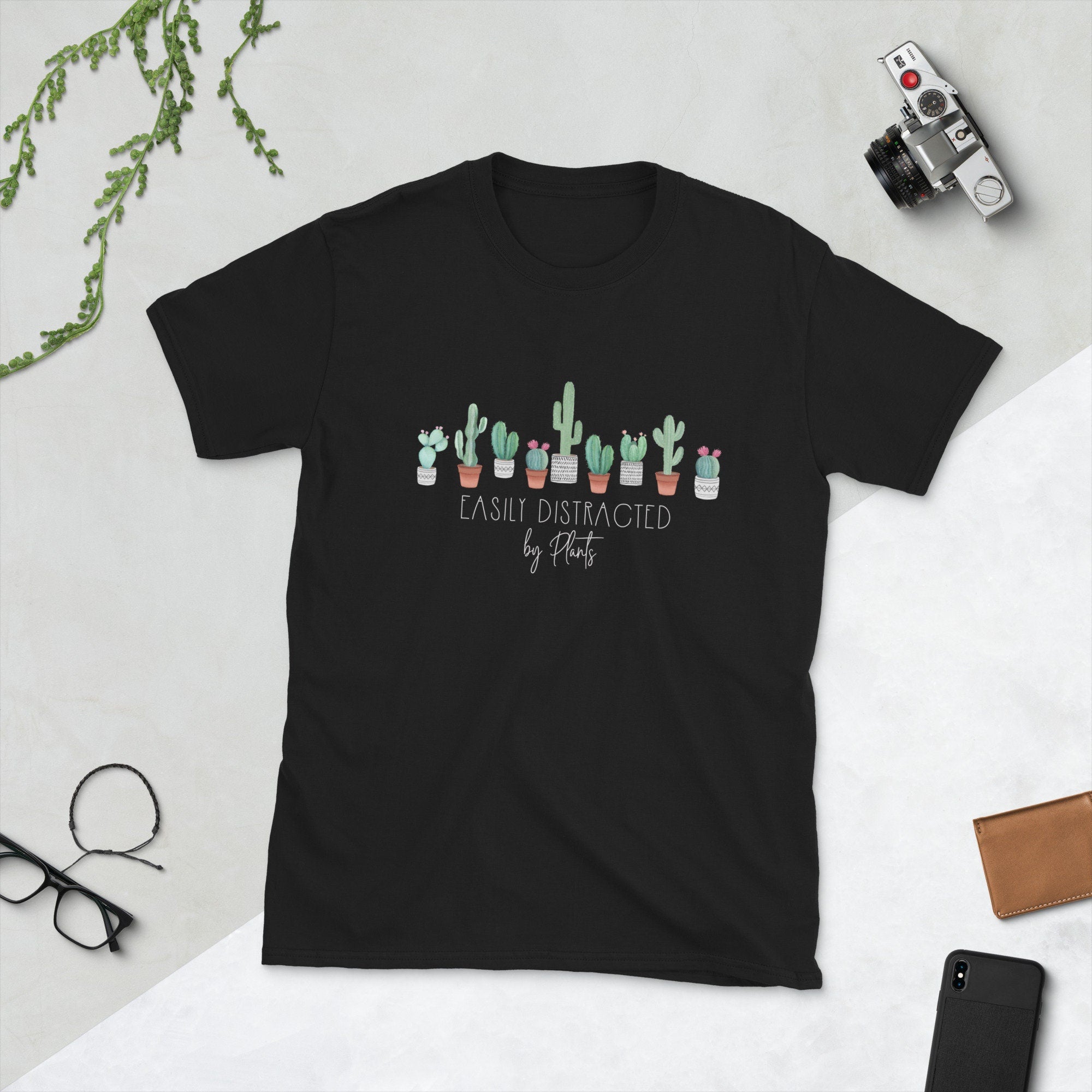 Cactus Lover Tshirt Easily Distracted Shirt Succulent Plant Lover Gift Graphic Tee – Premium Graphic · Great Gift For Fans