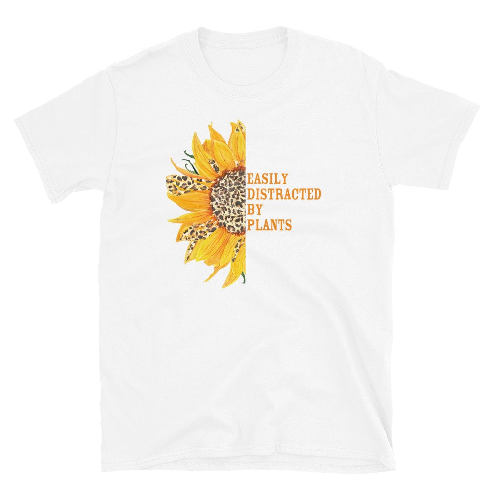 Leopard Sunflower TShirt Easily Distracted by Plants Shirt Graphic Tee – Easygoing Wear · Great Gift For Fans