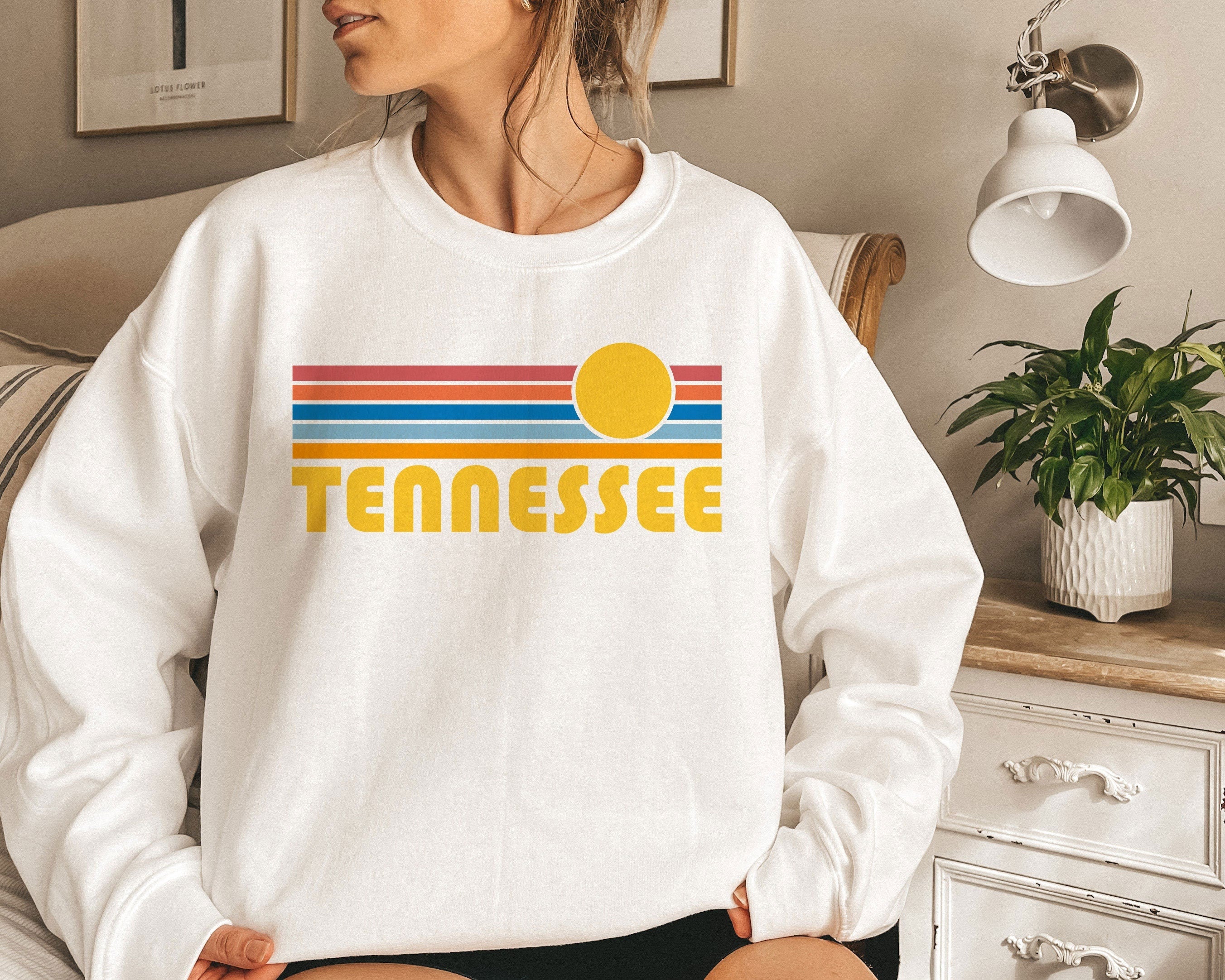 Tennessee Sweatshirt Retro Ombre Sun Unisex Tennessee Sweatshirt Personalization Available Sweatshirt – Everyday Comfort · Must-Have Style