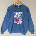 Vintage Hanes Tag Bird Big Logo Printed Reflection Spellput Sweatshirt Crewneck Jumper Baggie Sweater Statkowski Colour Blue Size X large Sweatshirt – Premium Graphic · High-Quality Print