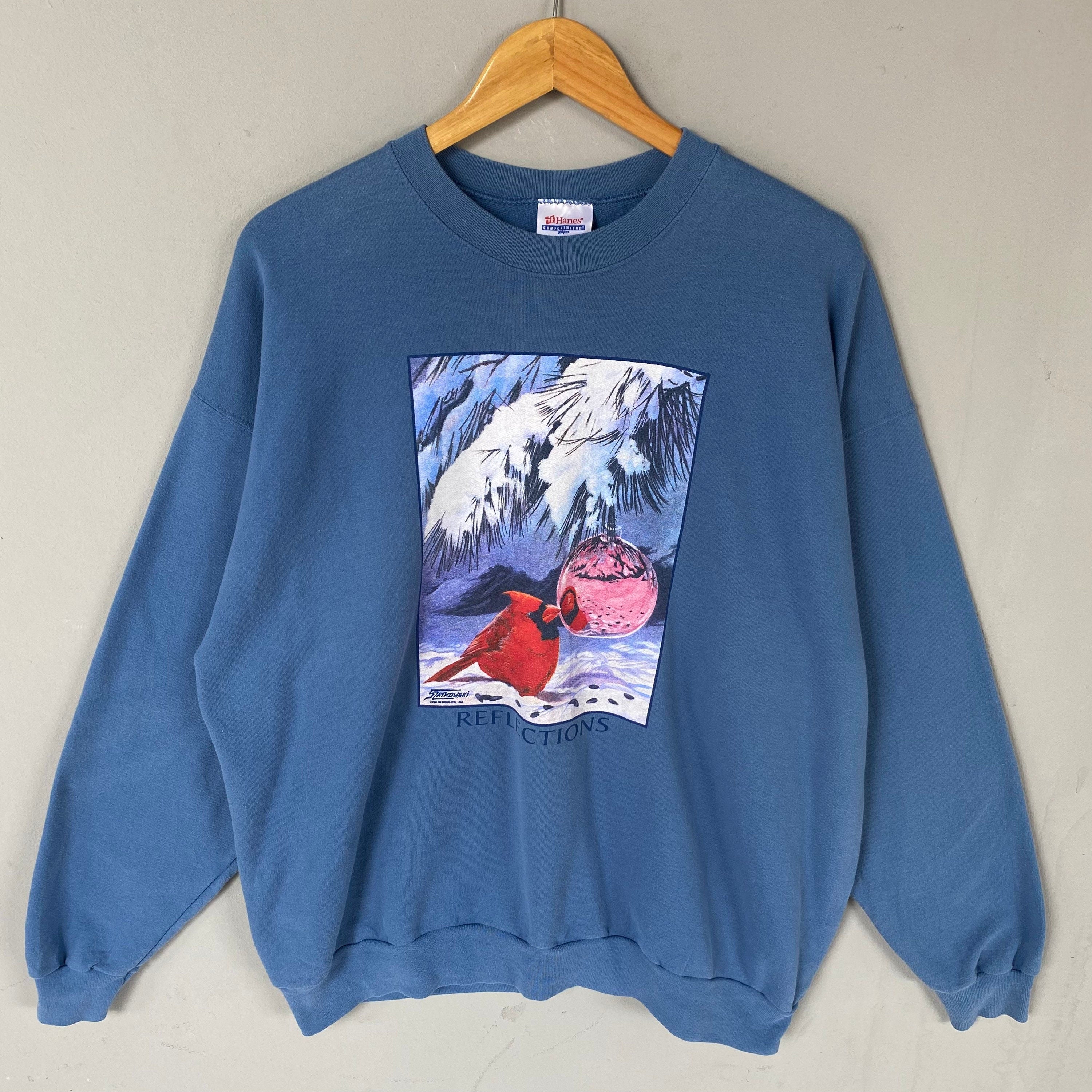 Vintage Hanes Tag Bird Big Logo Printed Reflection Spellput Sweatshirt Crewneck Jumper Baggie Sweater Statkowski Colour Blue Size X large Sweatshirt – Premium Graphic · High-Quality Print