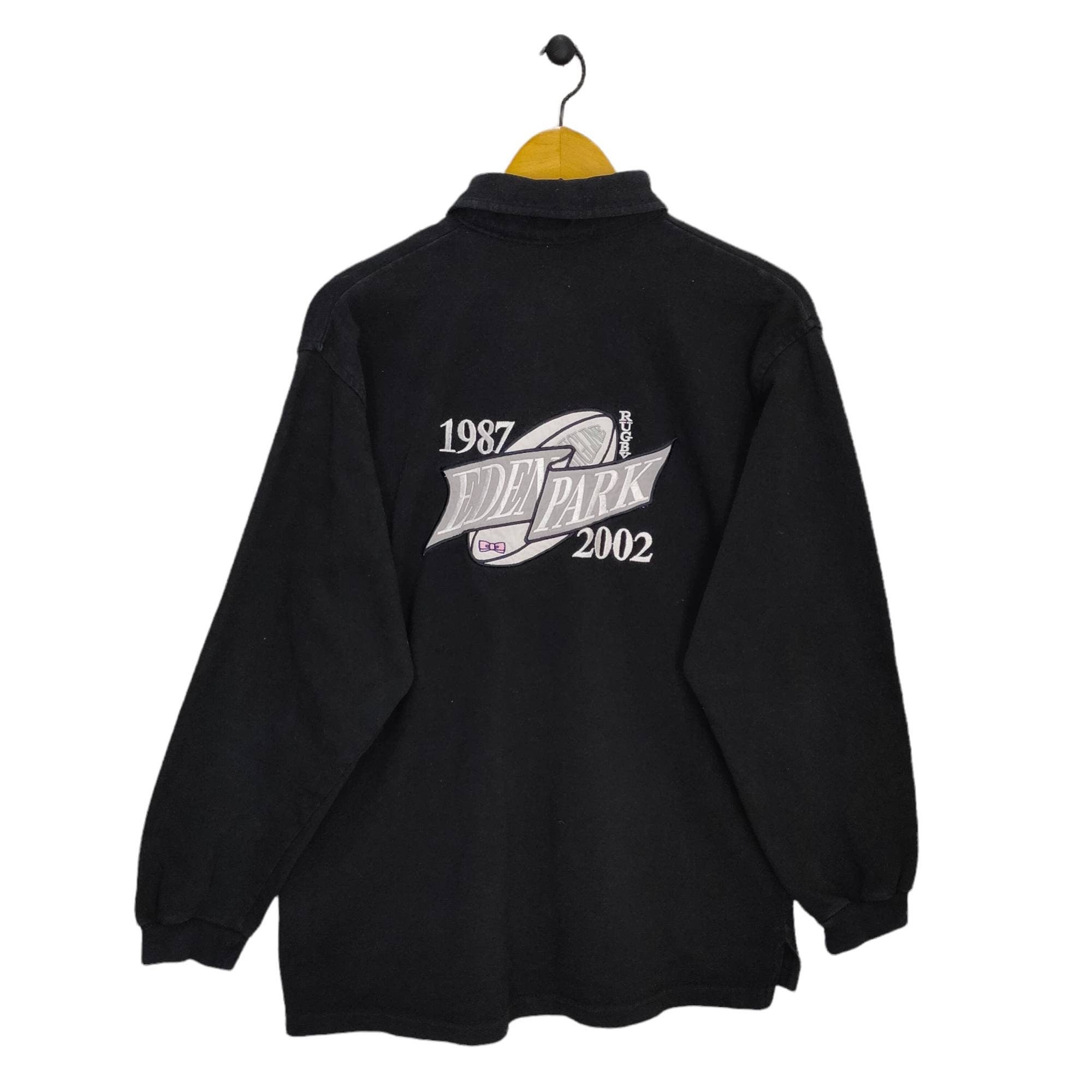 Eden Park Rugby Vintage Y2K Shirt Rugby Polo Shirt New Zealand Black Top Tee 2002 Collared T shirt Long Sleeve Size L Graphic Tee – Aesthetic Look · Top Pick For Any Outfit