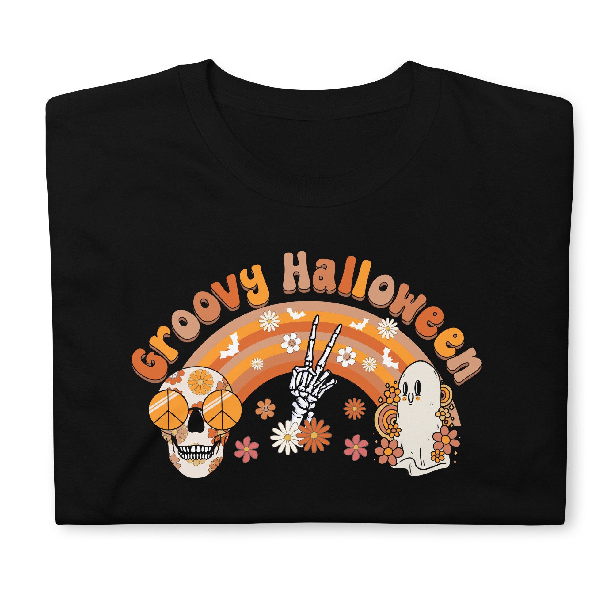 Groovy Halloween Retro Rainbow Unisex T Shirt Graphic Tee – Premium Graphic · Perfect For Daily Wear