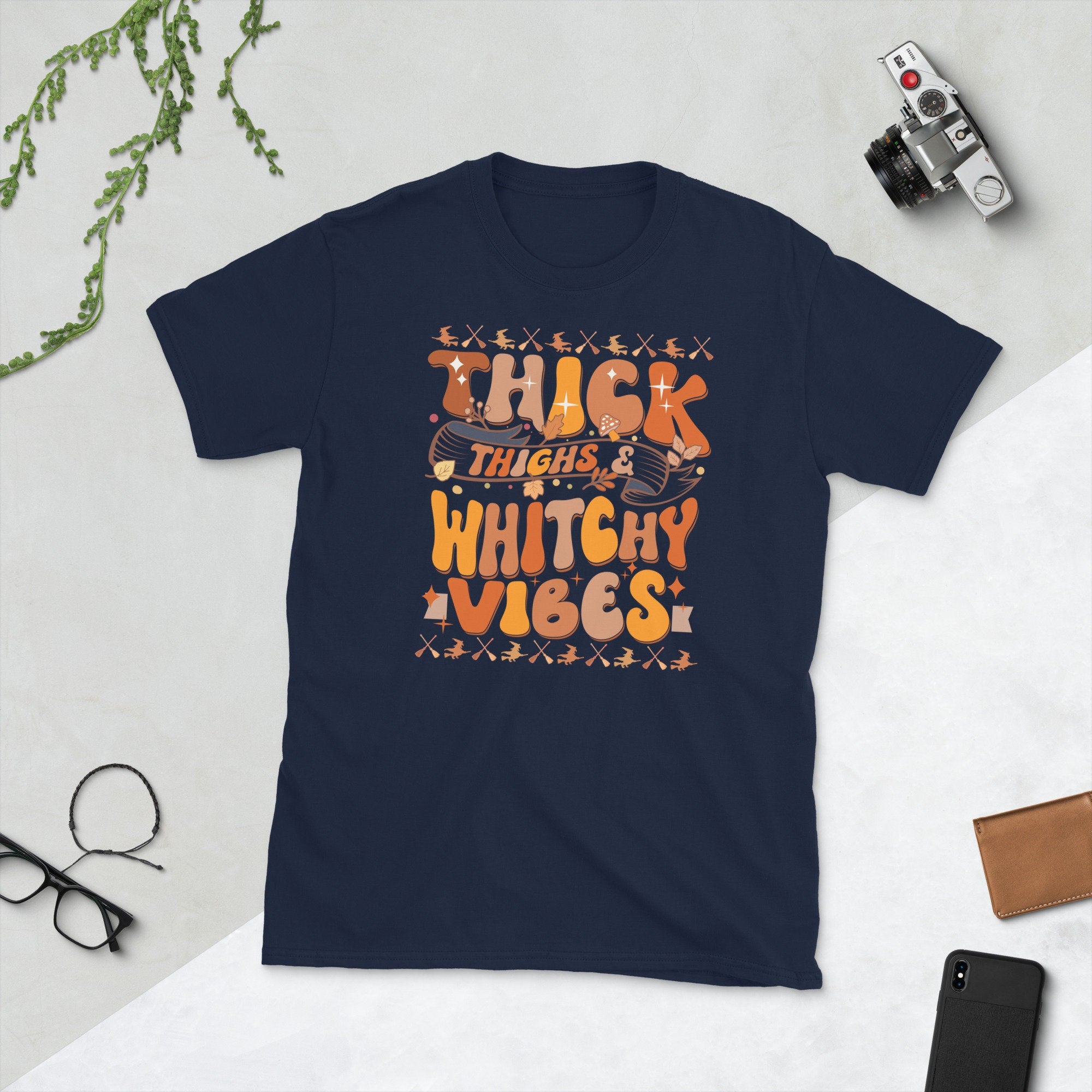 Thick Thighs and Whitchy Vibes Retro Unisex T Shirt Graphic Tee – Aesthetic Look · Must-Have Style