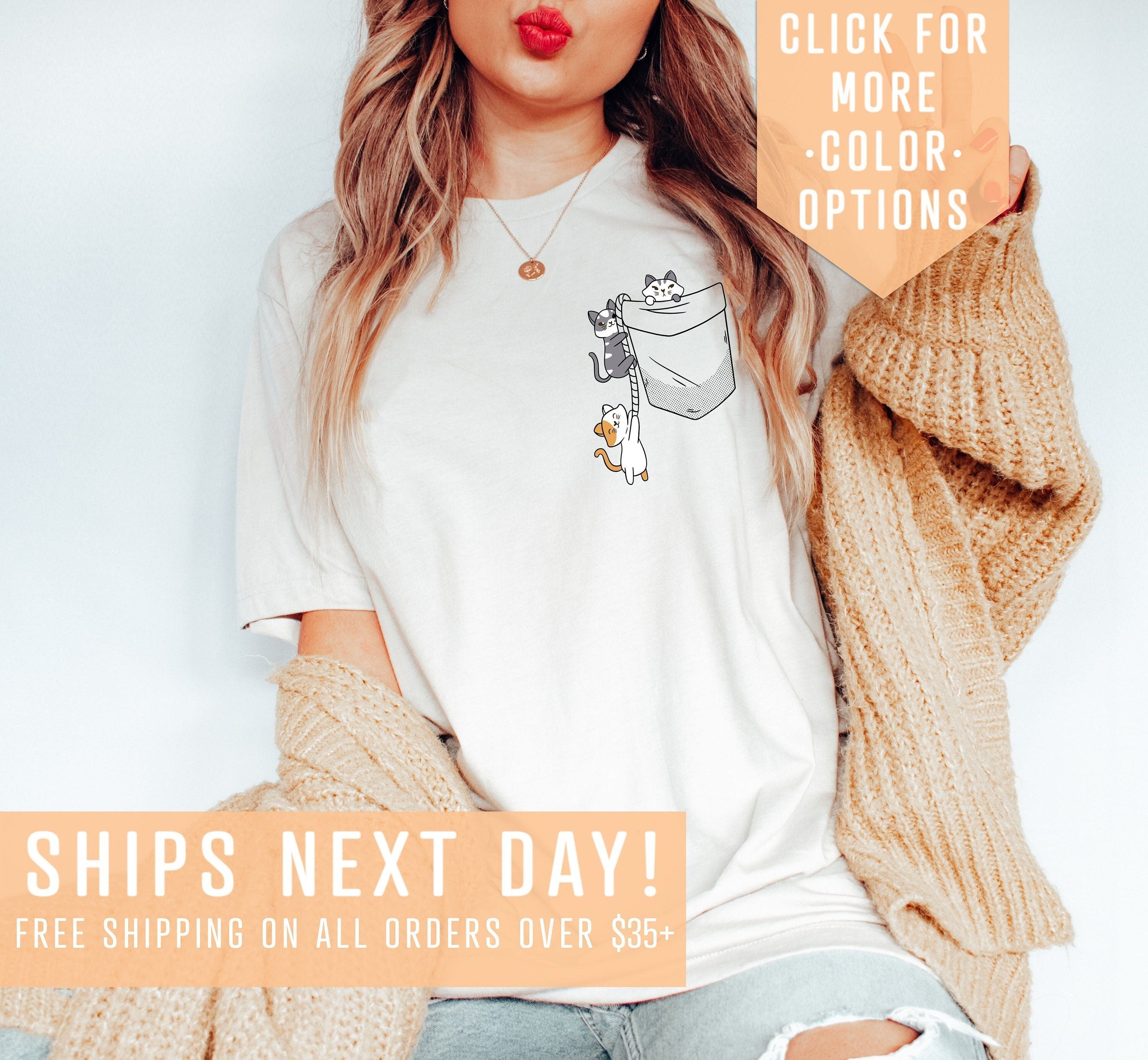Cats In Pocket Shirt Gift For Cat Moms Cat lover Shirt Gift Cat Tee Cat Aesthetic Tee Cat Owner Shirt Cute Cat Clothing Pet Lover Tee Graphic Tee – Feel-Good Design · High-Quality Print
