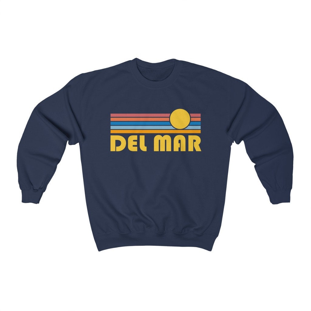 Del Mar California Crewneck Sweatshirt Retro Sunrise Unisex Del Mar Sweatshirt Personalization Available Sweatshirt – Fan Favorite · Great Gift For Fans