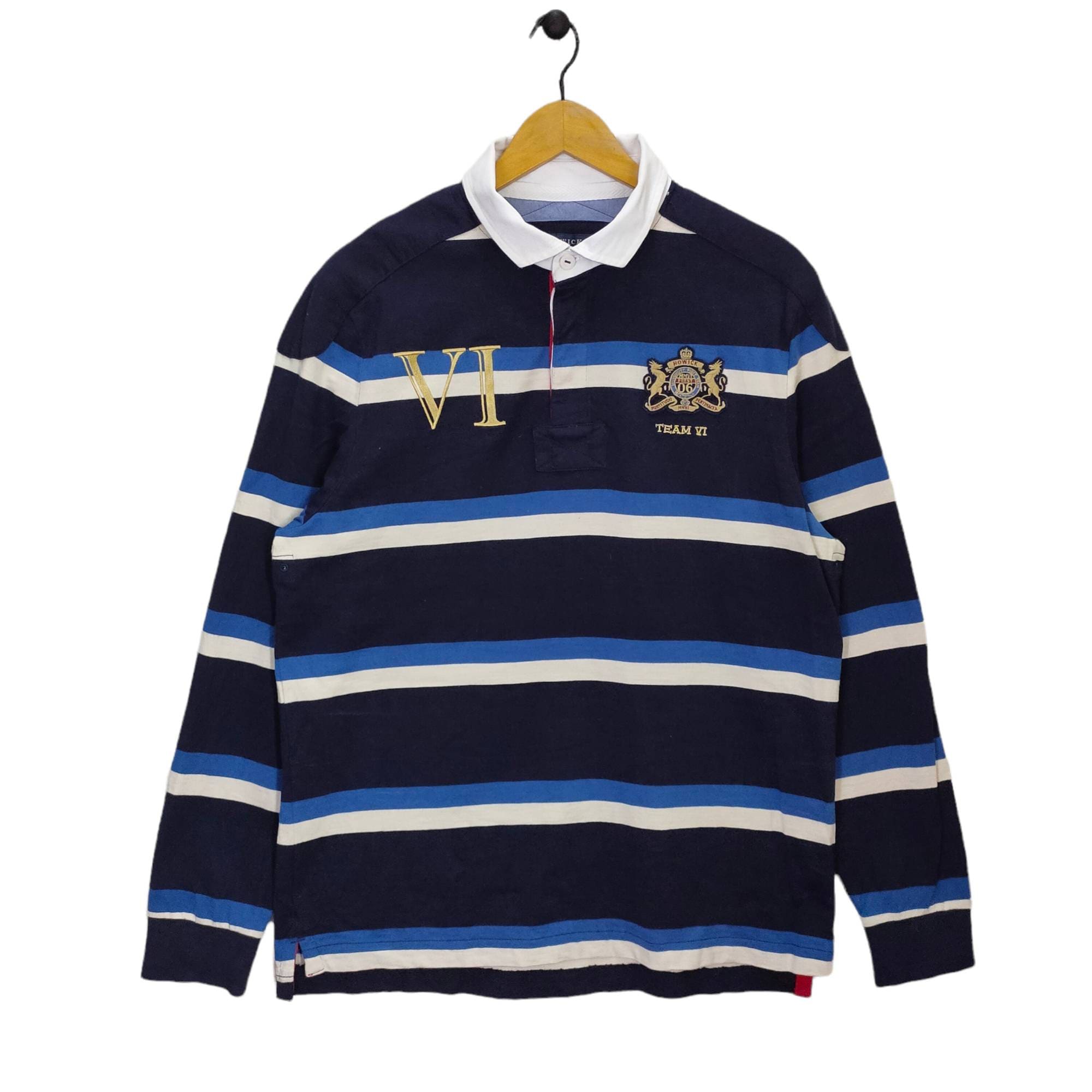 Howick Rugby Vintage Long Sleeves Shirt Rugby Polo Shirt University First Team Striped Top Tee Black White Blue Men39s Large Graphic Tee – Bold Style · Perfect For Daily Wear