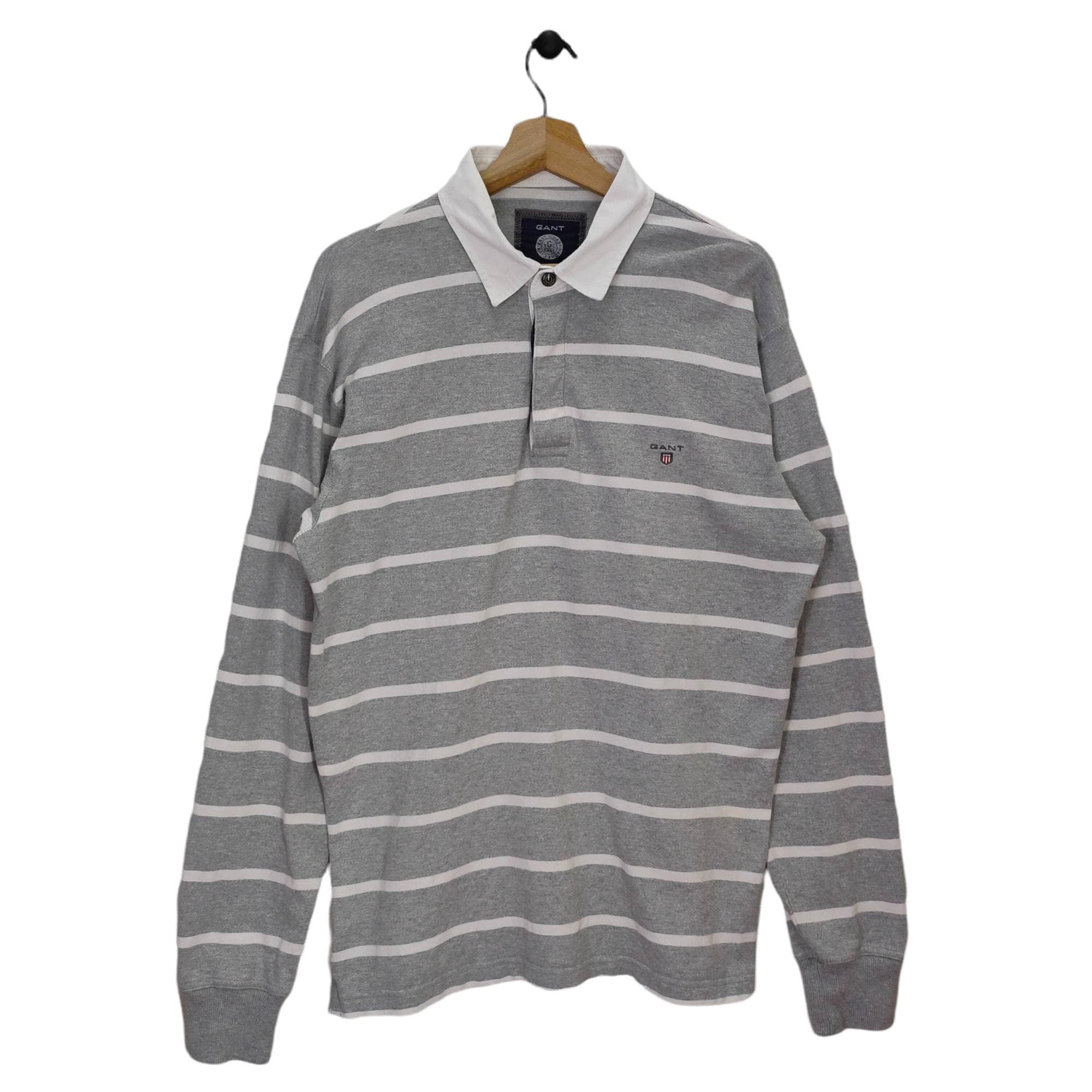 Gant Rugger Polo Shirt Vintage Rugby Stripes Shirt Gray White Vtg 90s Top Tee Longsleeve T shirt Street Fashion Men39s XL Graphic Tee – Fan Favorite · Trending Graphic Apparel