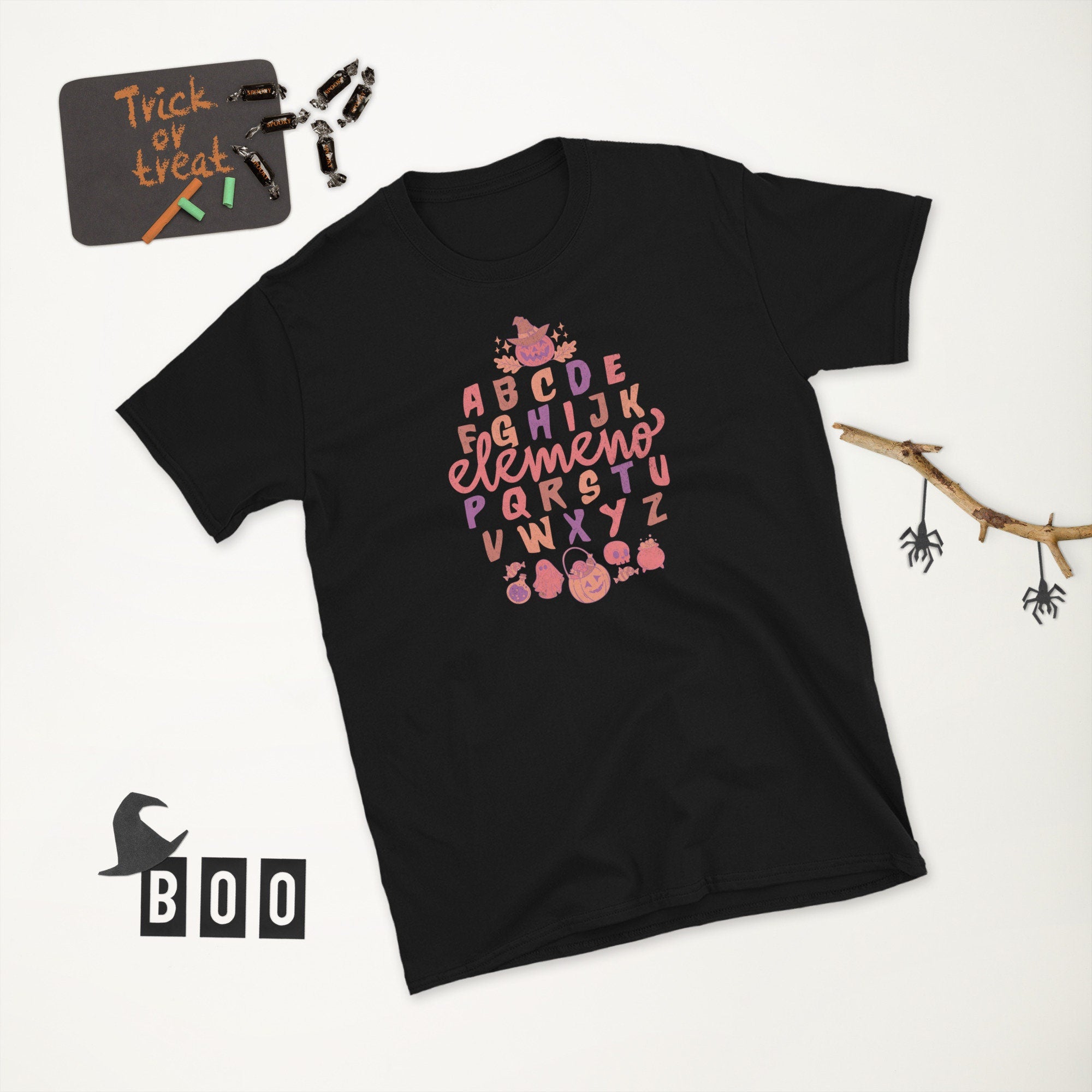 Halloween Teacher Gift Retro Halloween Teacher Tshirt Graphic Tee – Soft Feel · High-Quality Print