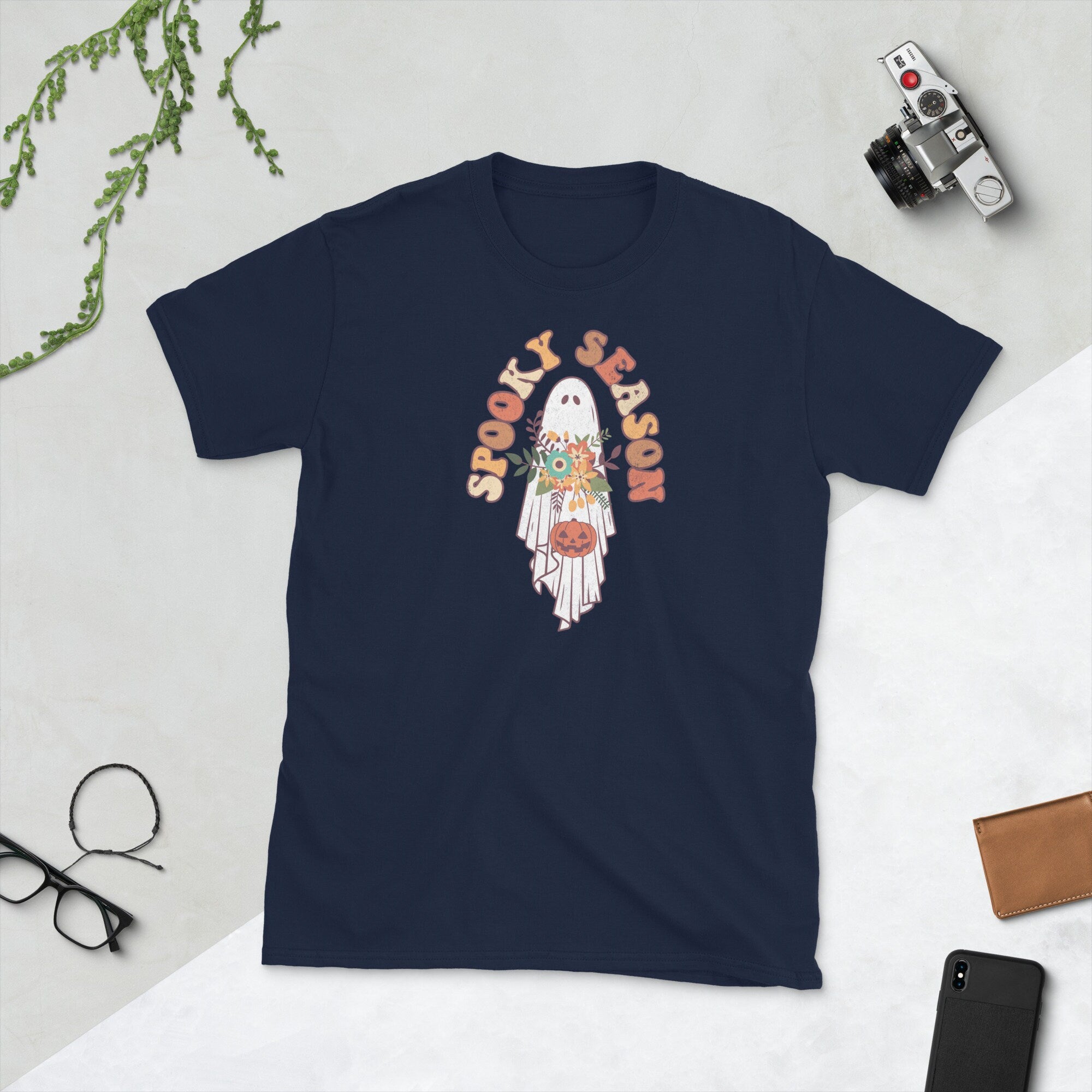 Spooky Season Ghost with Flowers T Shirt Graphic Tee – Fan Favorite · Top Pick For Any Outfit