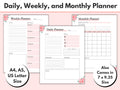 Daily planner Weekly planner Monthly planner Printable planner Planner set inserts A4 A5 US Letter 7 x 925 Planner Pages PDF Graphic Tee – Aesthetic Look · Perfect For Daily Wear