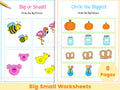 Big Small Worksheets Learning Sizes Printable Preschool Worksheets for Kids Kindergarten Worksheets Homeschool Worksheets Graphic Tee – Aesthetic Look · Must-Have Style