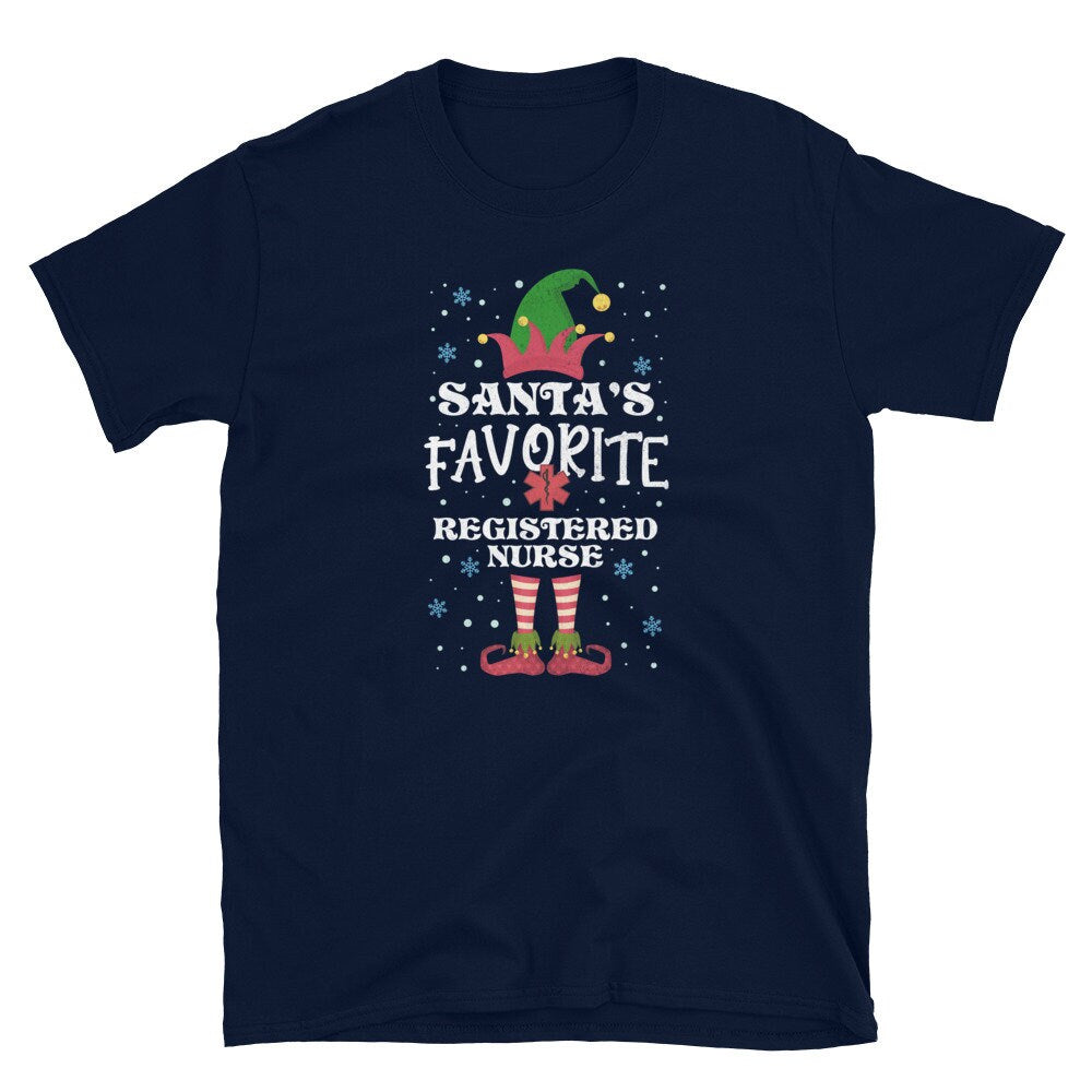 Registered Nurse Xmas Gift Santa39s Favorite Registered Nurse Shirt Graphic Tee – Warm & Stylish · High-Quality Print