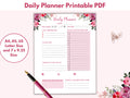 Planner Printable Hourly Floral Planner Printable Beautiful Planner Daily Planner Template A4 A5 US Letter 7 x 925 Botanical Graphic Tee – Fan Favorite · High-Quality Print