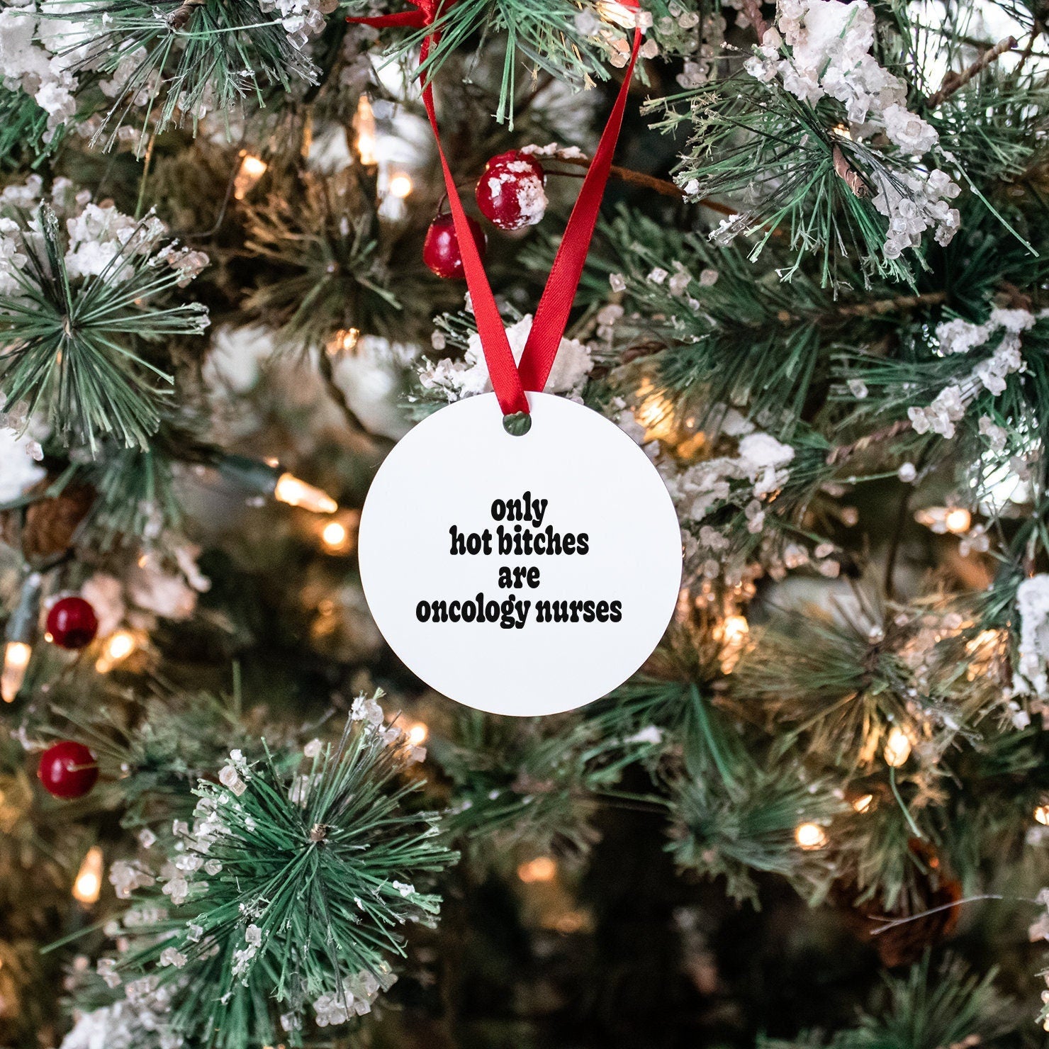 Oncology Nurse Oncologist Nursing School Graduate Graduation Gifts Ornament Round Christmas Stocking Stuffer Graphic Tee – Fan Favorite · High-Quality Print