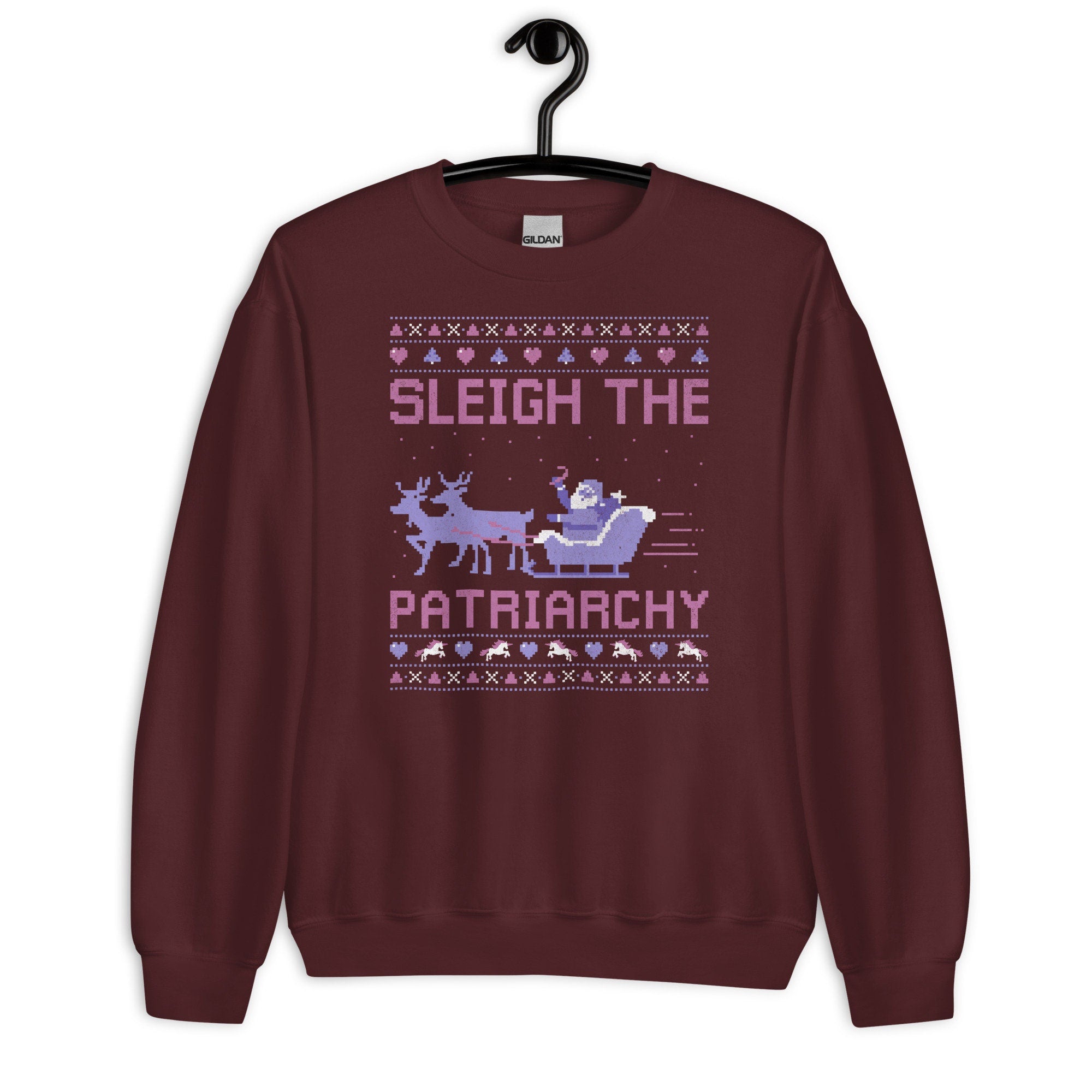 Sleigh The Patriarchy Ugly Christmas Sweater Graphic Tee – Feel-Good Design · Great Gift For Fans