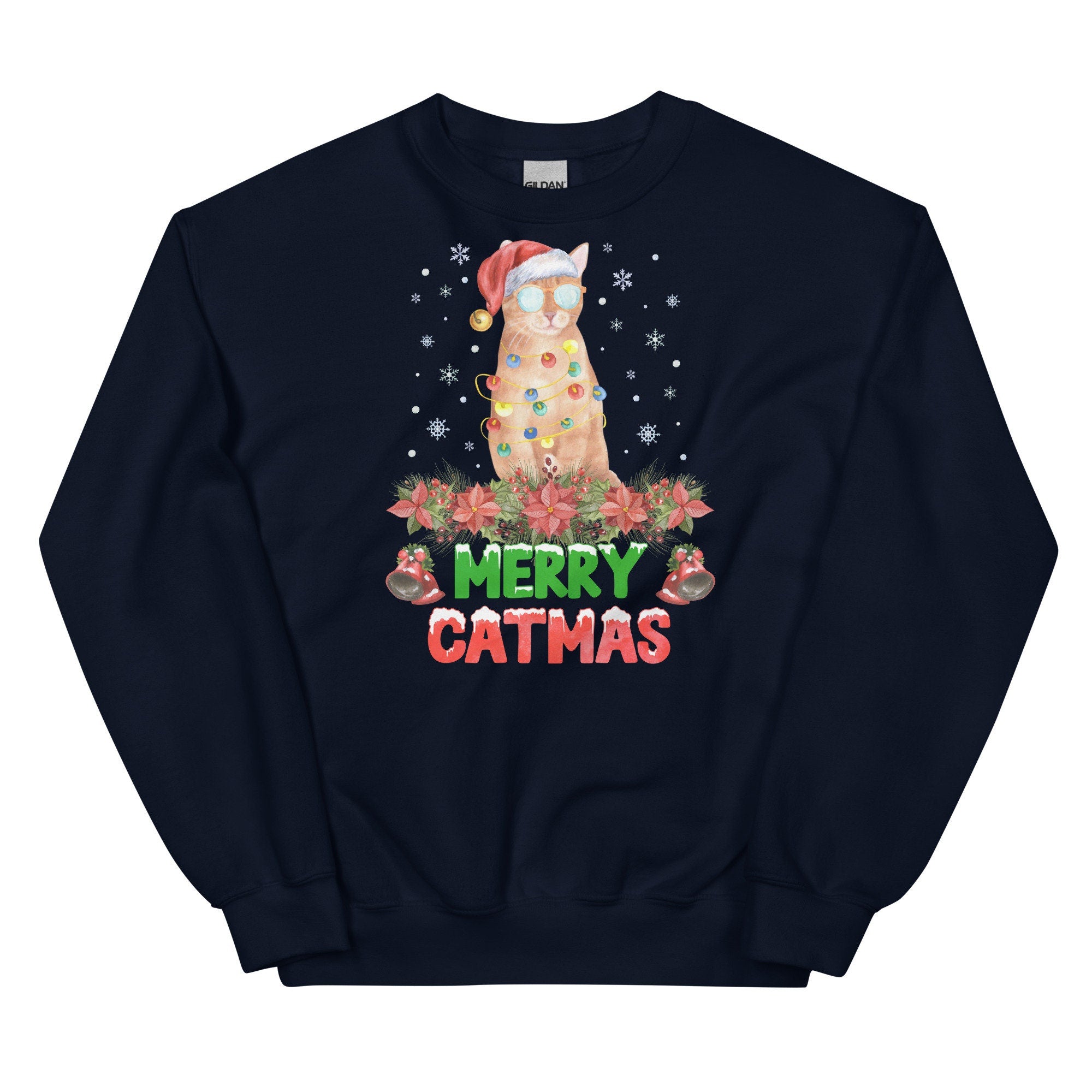 Merry Catmas Sweater Cool Cat Christmas Sweatshirt Cat Owner Gift Sweatshirt – Premium Graphic · High-Quality Print