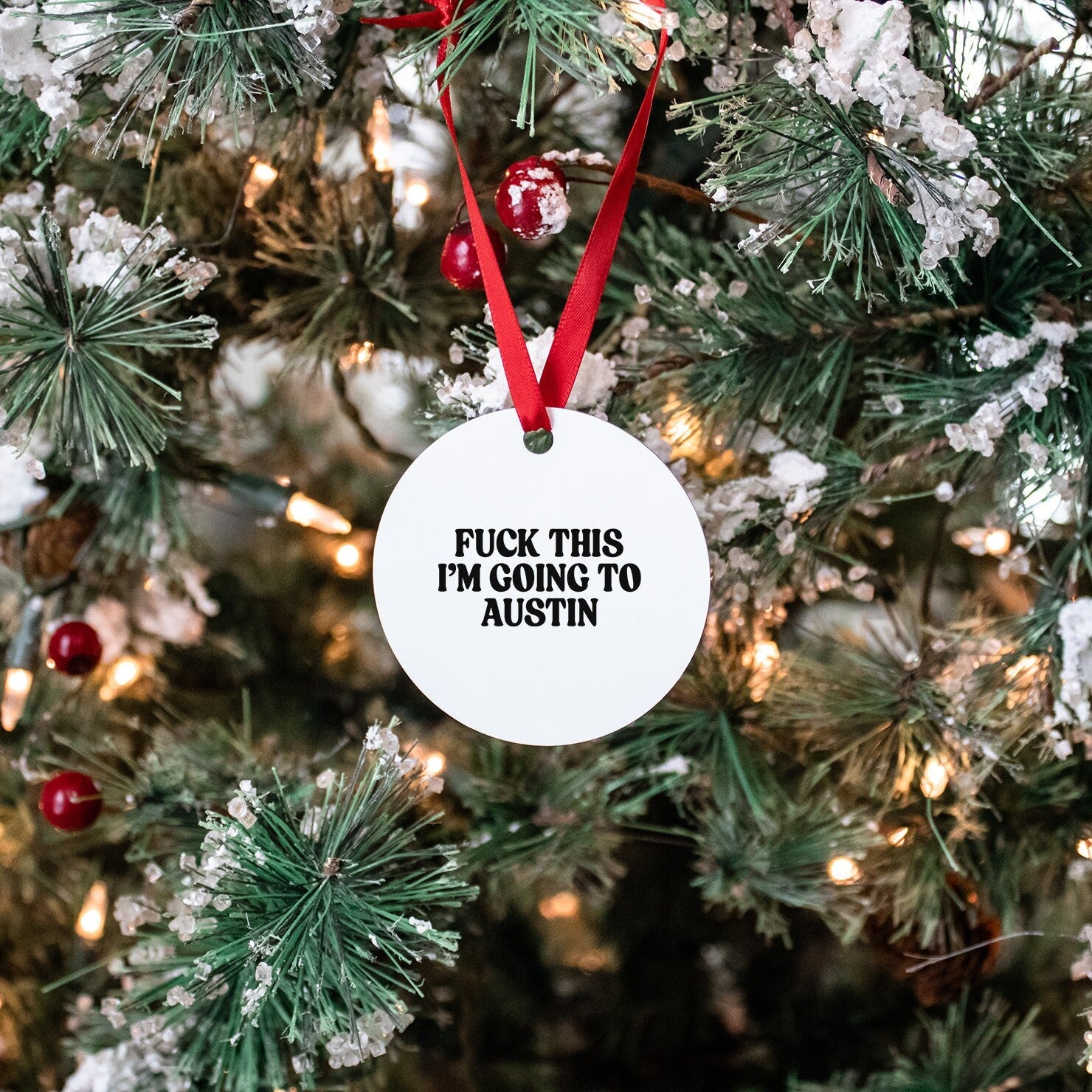 Austin Texas TX Trip Moving Away Gifts Ornament Round Christmas Stocking Stuffer Graphic Tee – Bold Style · Perfect For Daily Wear