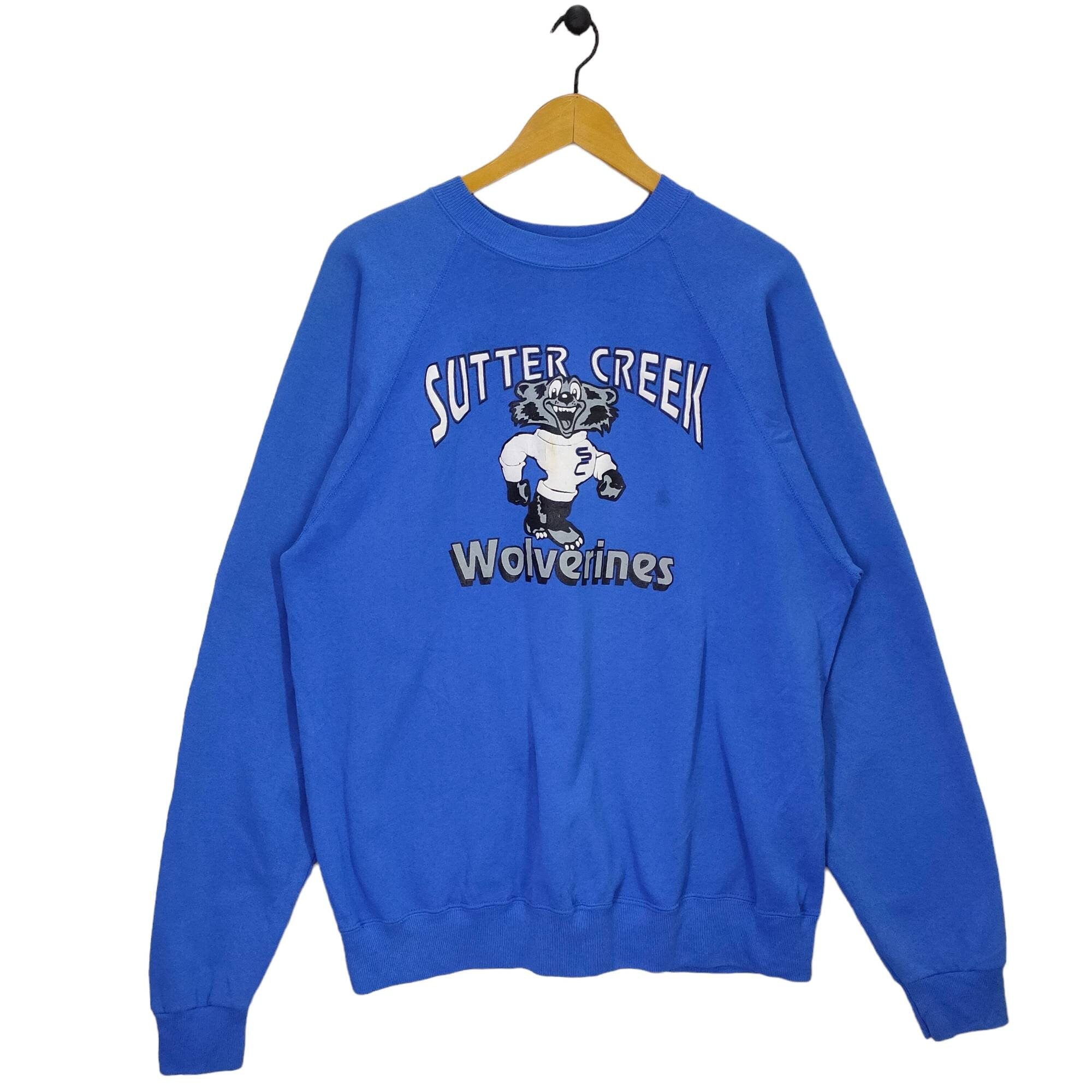 Shutter Creek Volverines Raglan Sweatshirt Vintage 90s Hanes Sweater Jumper Pullover Crewneck Blue Size XL Sweatshirt – Warm & Stylish · Top Pick For Any Outfit