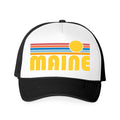Maine Hat Retro Sunrise Foam Maine Trucker Cap Personalization Available Graphic Tee – Feel-Good Design · Great Gift For Fans