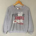 Vintage Gildan Tag Im Psychotic Chiefs Girl Spellout Big Logo Printed Sweatshirt Crewneck Pullover Sweater KC Colour Grey Size Large Sweatshirt – Soft Feel · High-Quality Print
