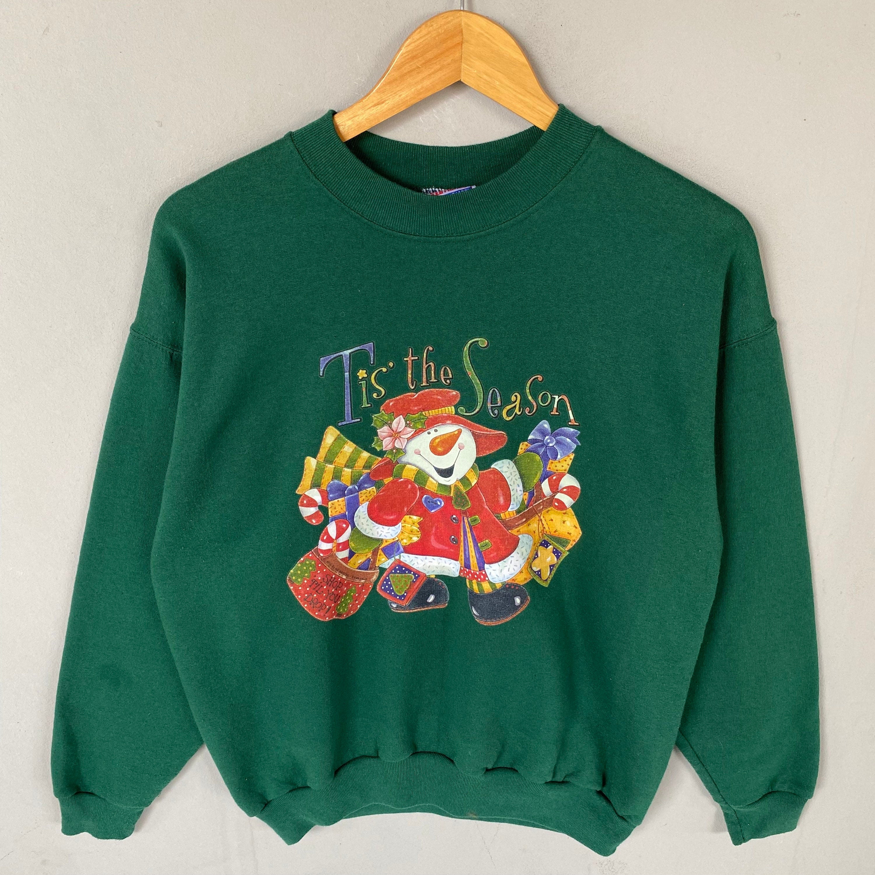 Vintage Hanes Tag Snowman Big Logo Printed Sweatshirt Crewneck Christmas Sweater Colour Green Size Medium Sweatshirt – Bold Style · Trending Graphic Apparel