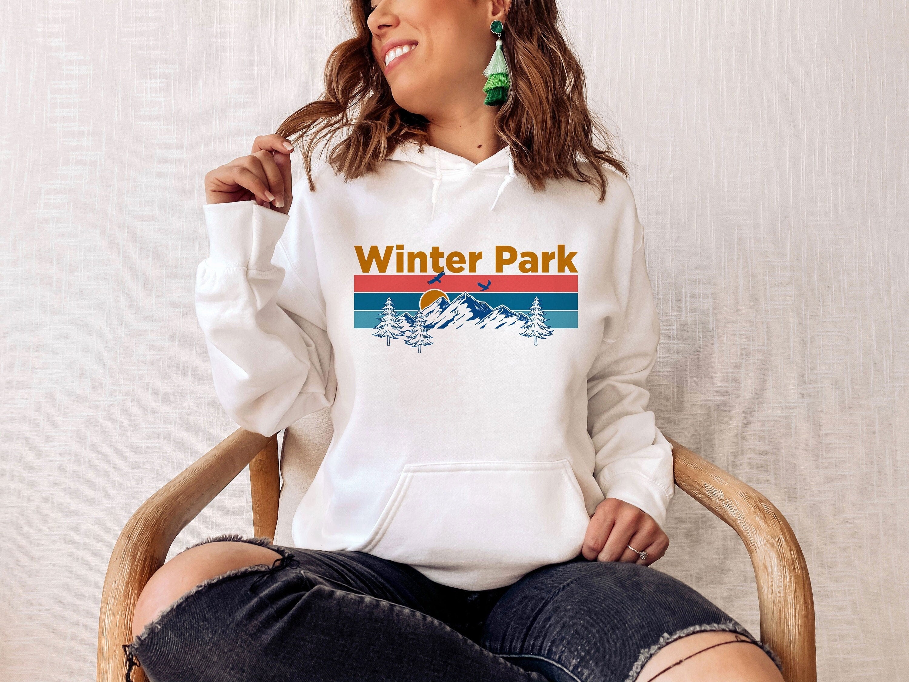 Winter Park Hoodie Retro Mountain Sun Unisex Winter Park Colorado Hoodie Sweatshirt Personalization Available Hoodie – Aesthetic Look · Perfect For Daily Wear