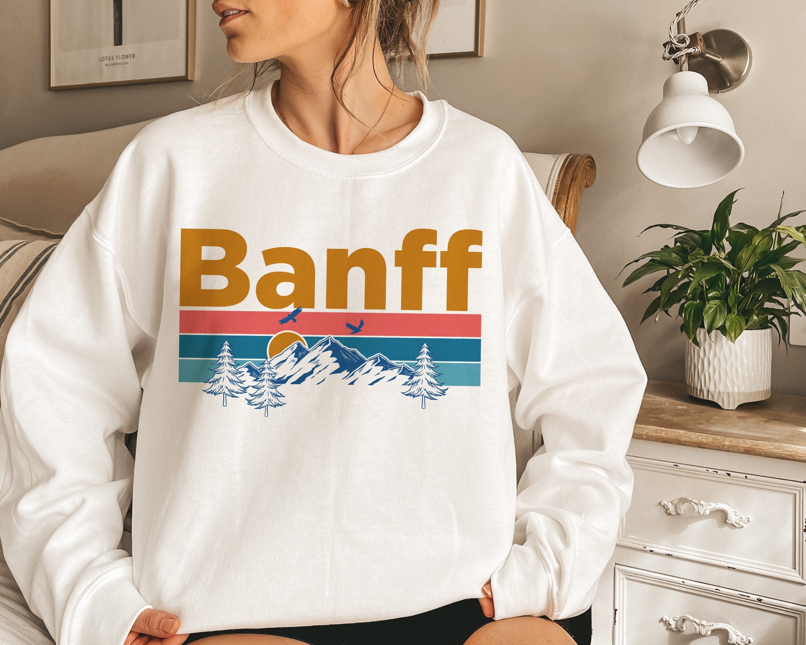 Banff Canada Sweatshirt Mountain Sunset Unisex Banff Sweatshirt Personalization Available Sweatshirt – Easygoing Wear · Trending Graphic Apparel