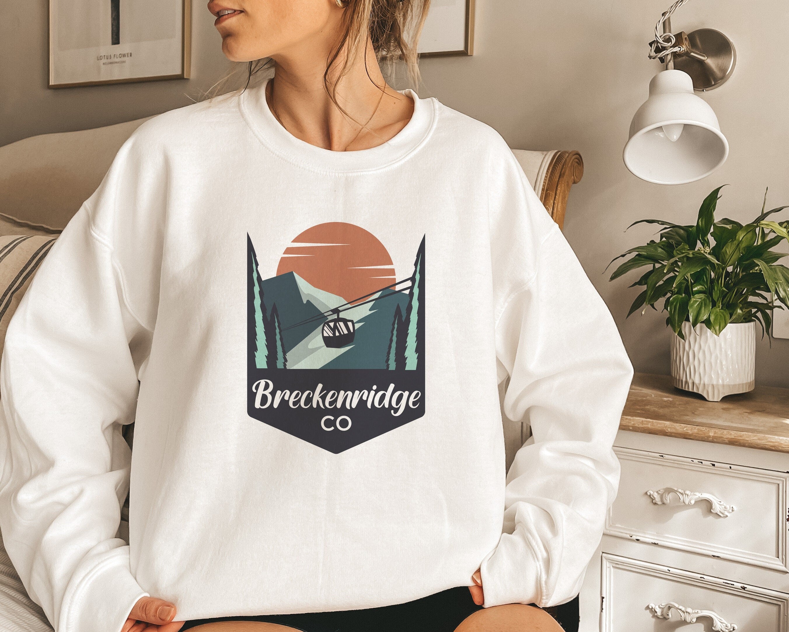 Breckenridge Sweatshirt Unisex Gondola Snowboard and Snow Ski Crewneck Breckenridge Colorado Sweatshirt Personalization Available Sweatshirt – Everyday Comfort · Great Gift For Fans
