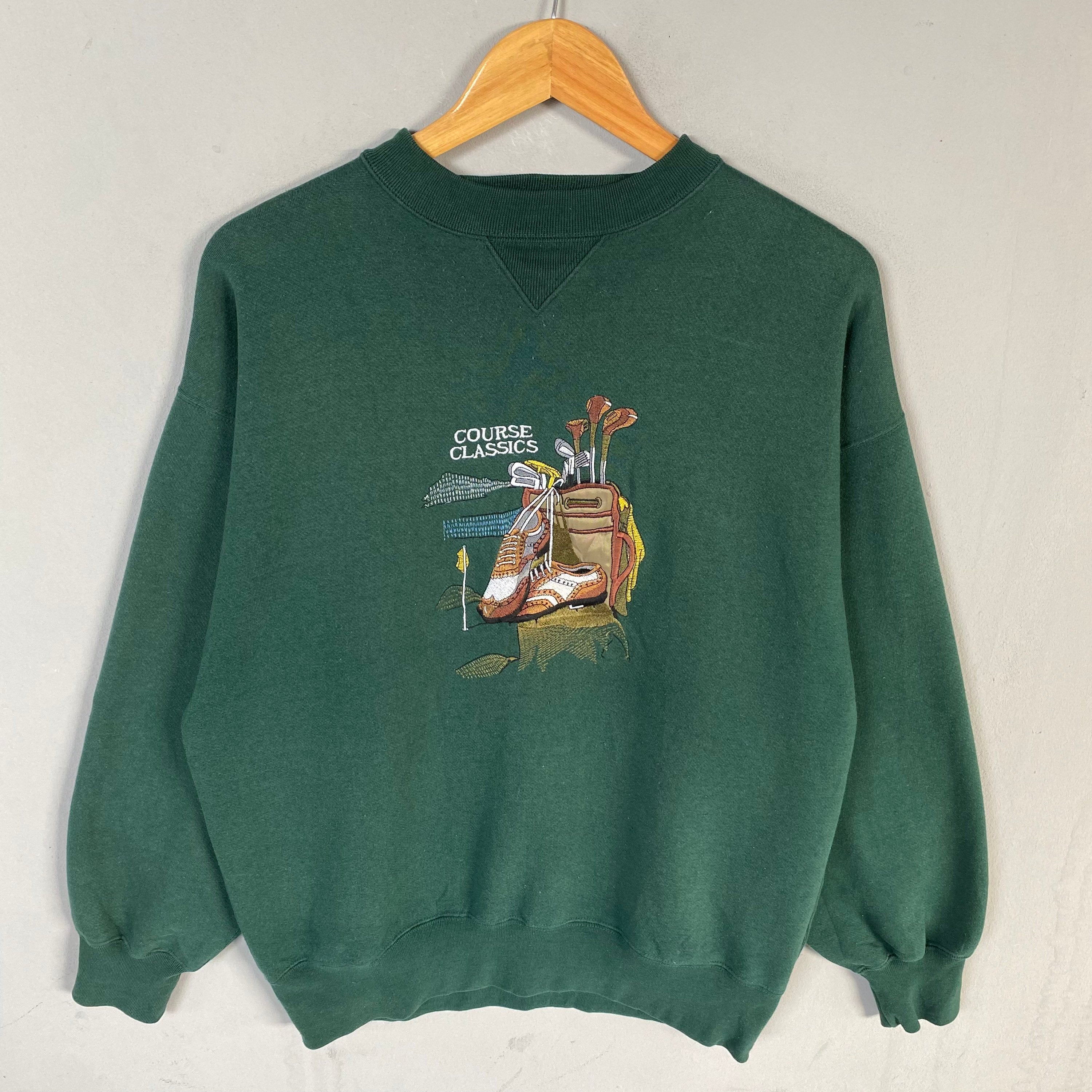 Vintage Midwest Tag Course Classic Spellout Big Logo Embroided Sweatshirt Baggie Crewneck Size Large Colour Green Sweatshirt – Bold Style · High-Quality Print